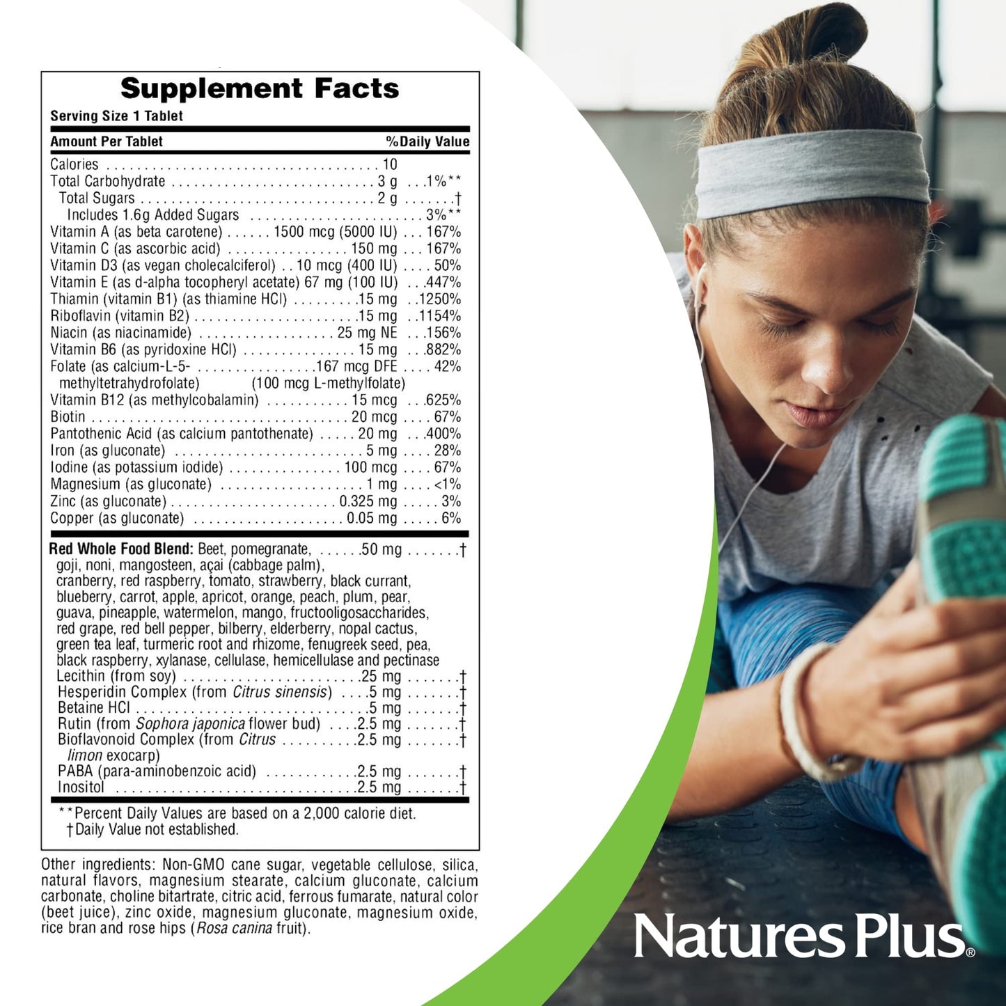 NaturesPlus Adult's Chewable Multivitamin & Mineral Tablets, 60 Count, Vegetarian, Gluten Free