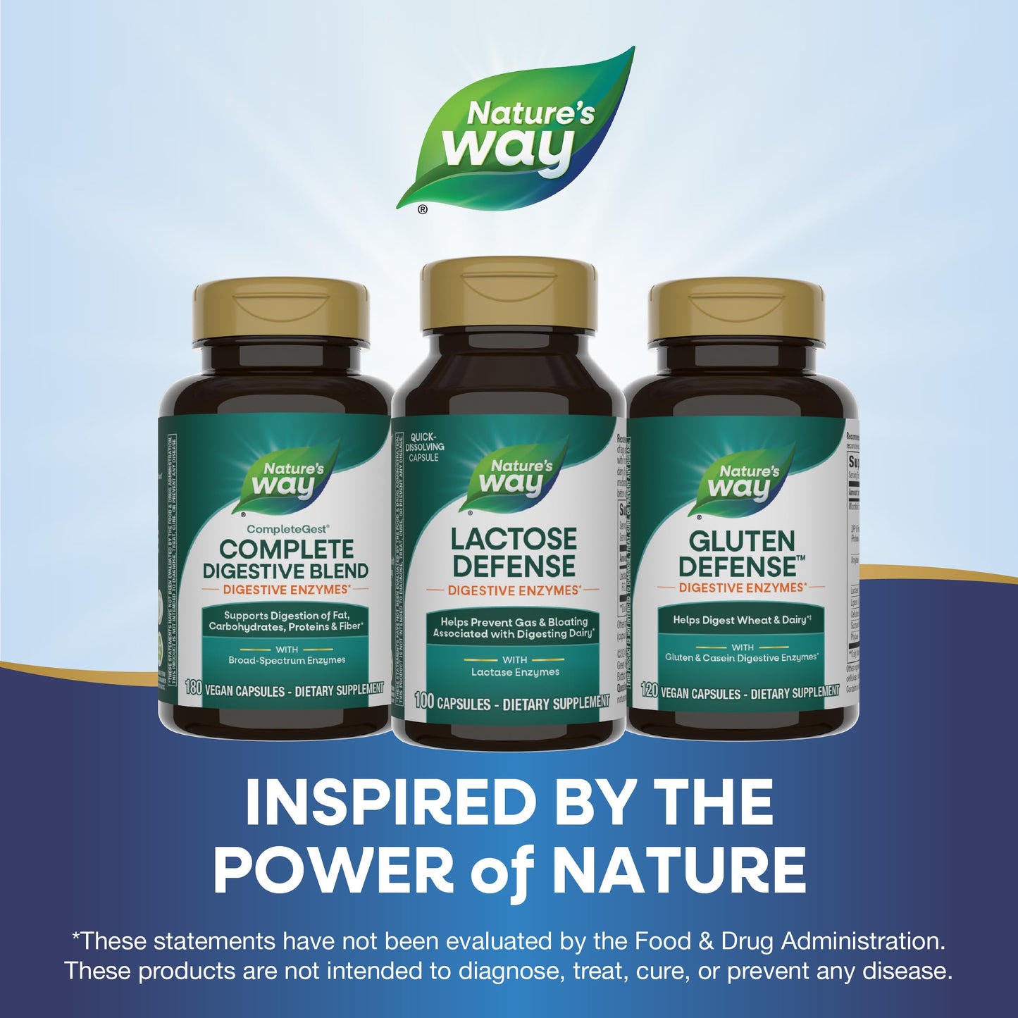 Nature's Way Lactose Defense Digestive Enzymes, Supports the Digestion of Dairy, 690 mg lactase per 3-Capsule Serving, 100 Capsules