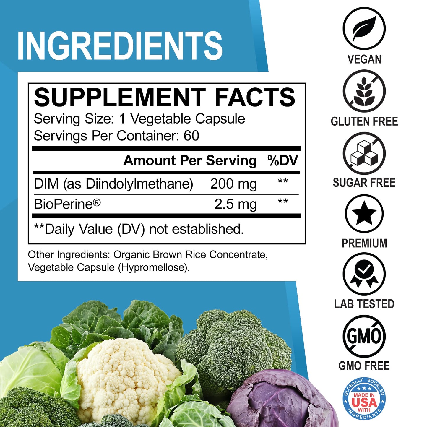 DR. BO Diindolylmethane (DIM) Supplement 200mg, Capsule, 60 Count