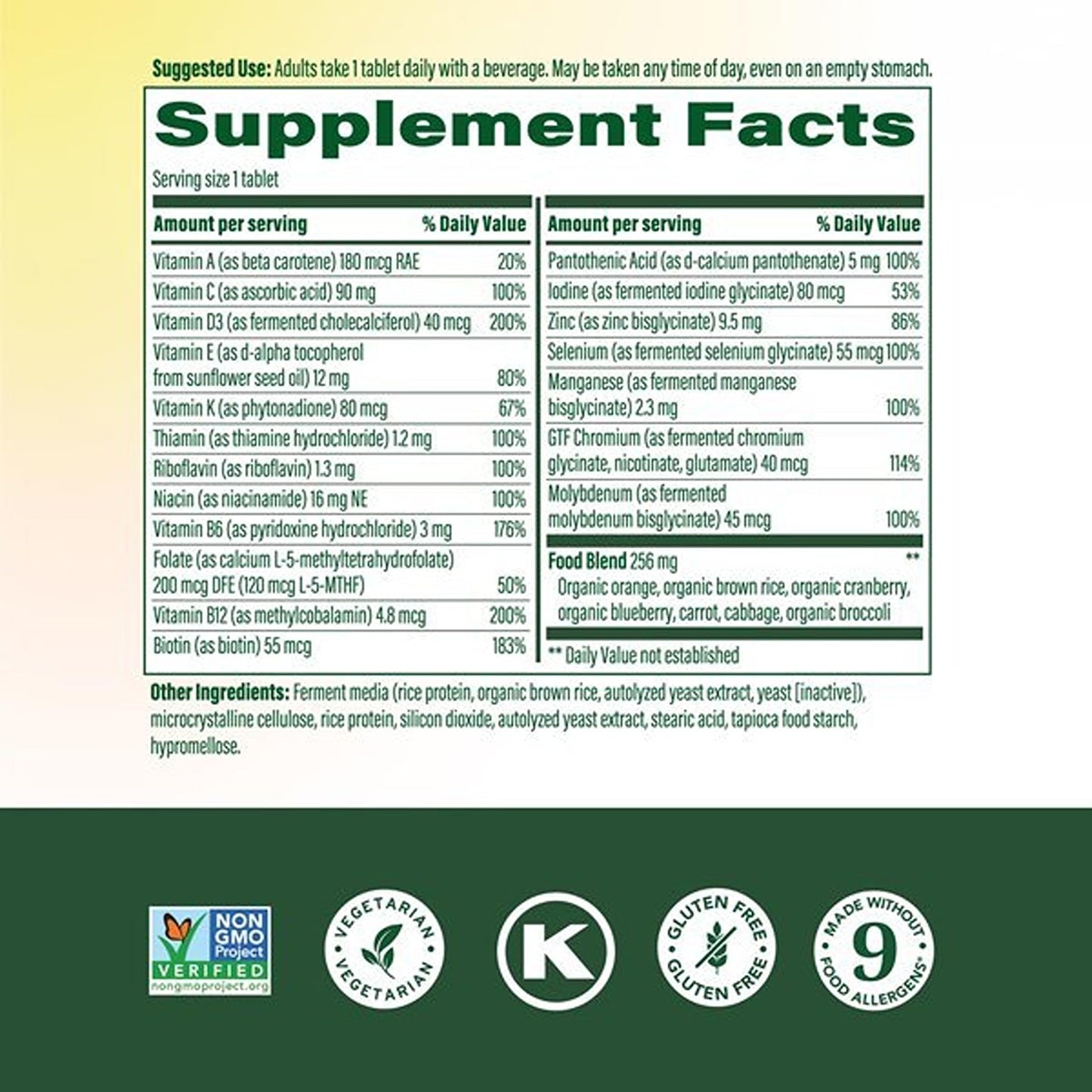 MegaFood One Daily Multivitamin for Women 55+ with 19 Nutrients 60 Tablets