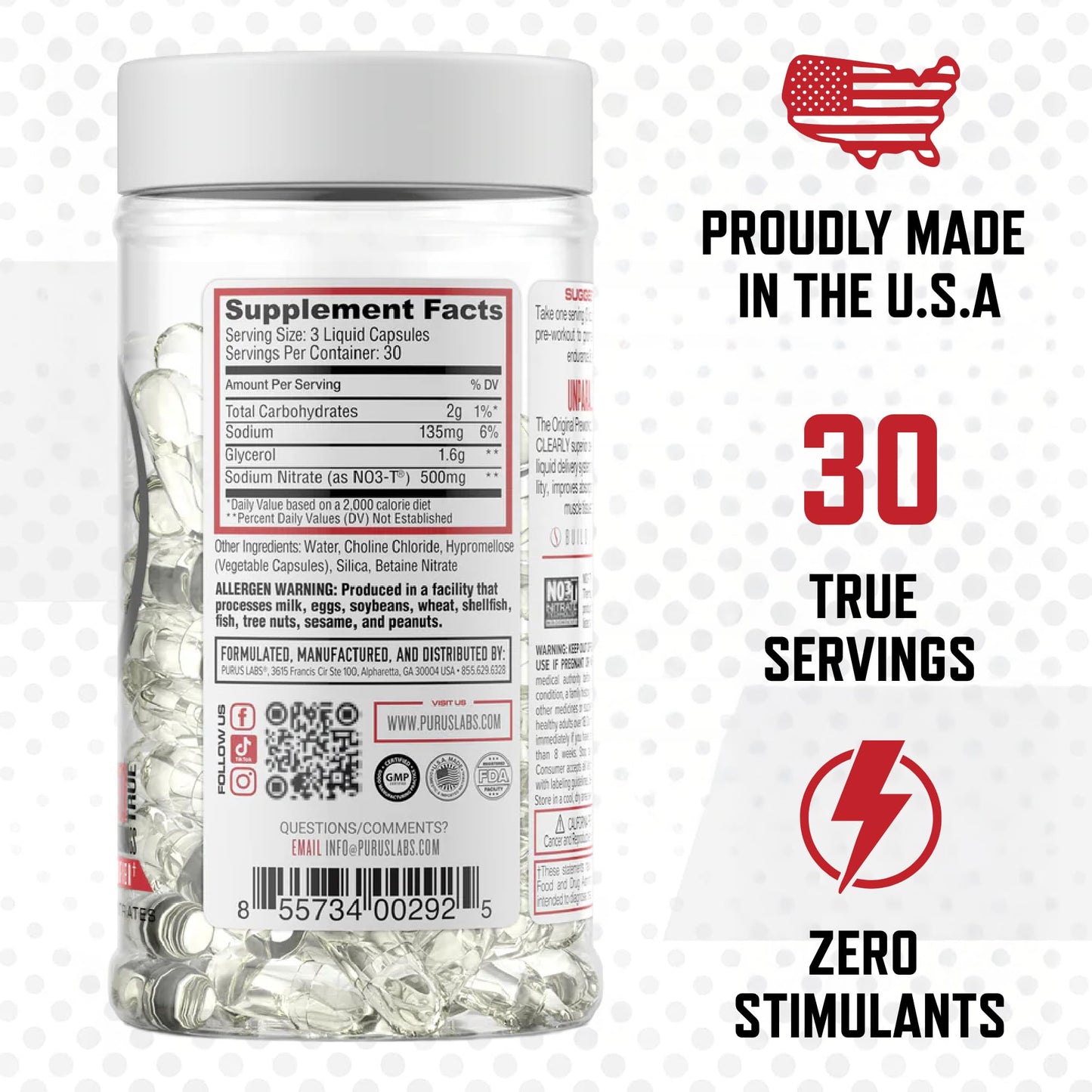 Purus Labs NOXygen Liquid Capsules Pre-Workout Accelerator Capsule 90 Capsules