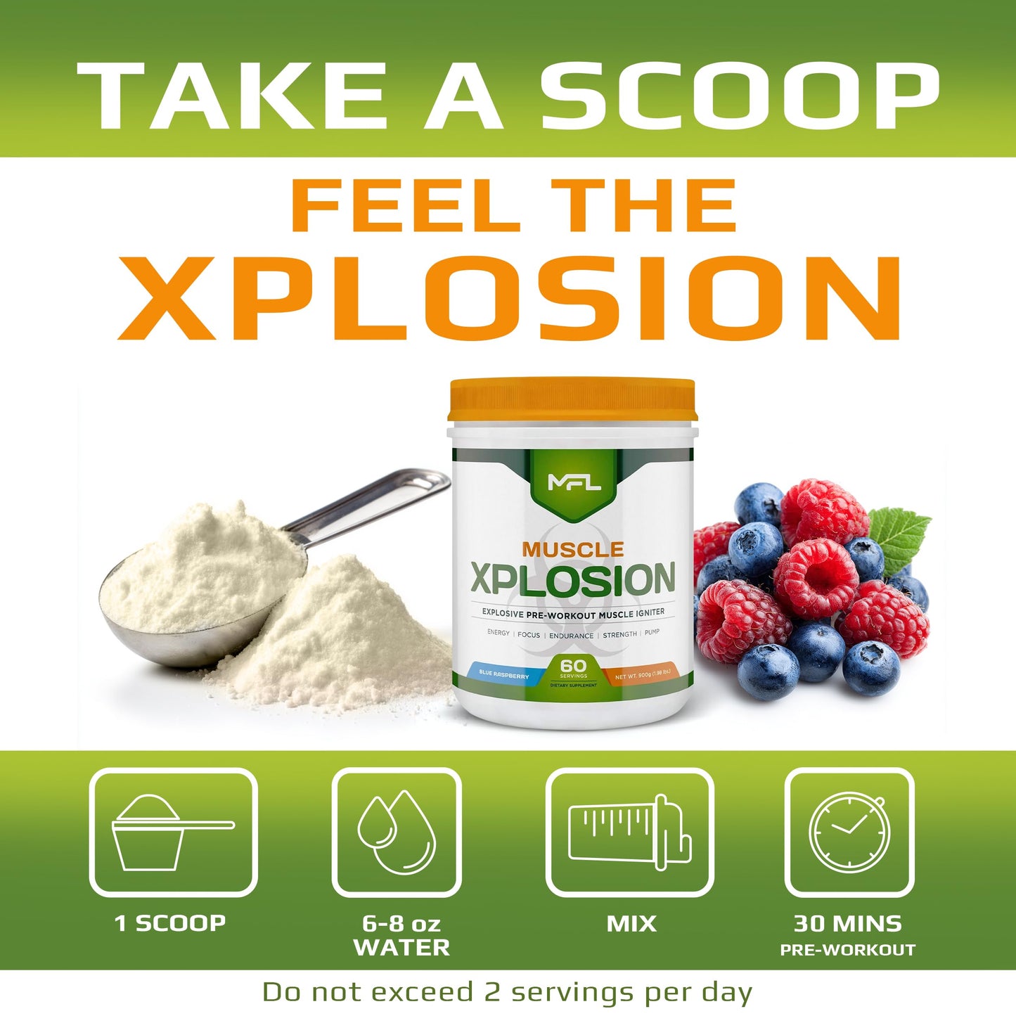 Muscle Food Labs MFL Muscle Xplosion Pre-Workout Powder 31.5 oz