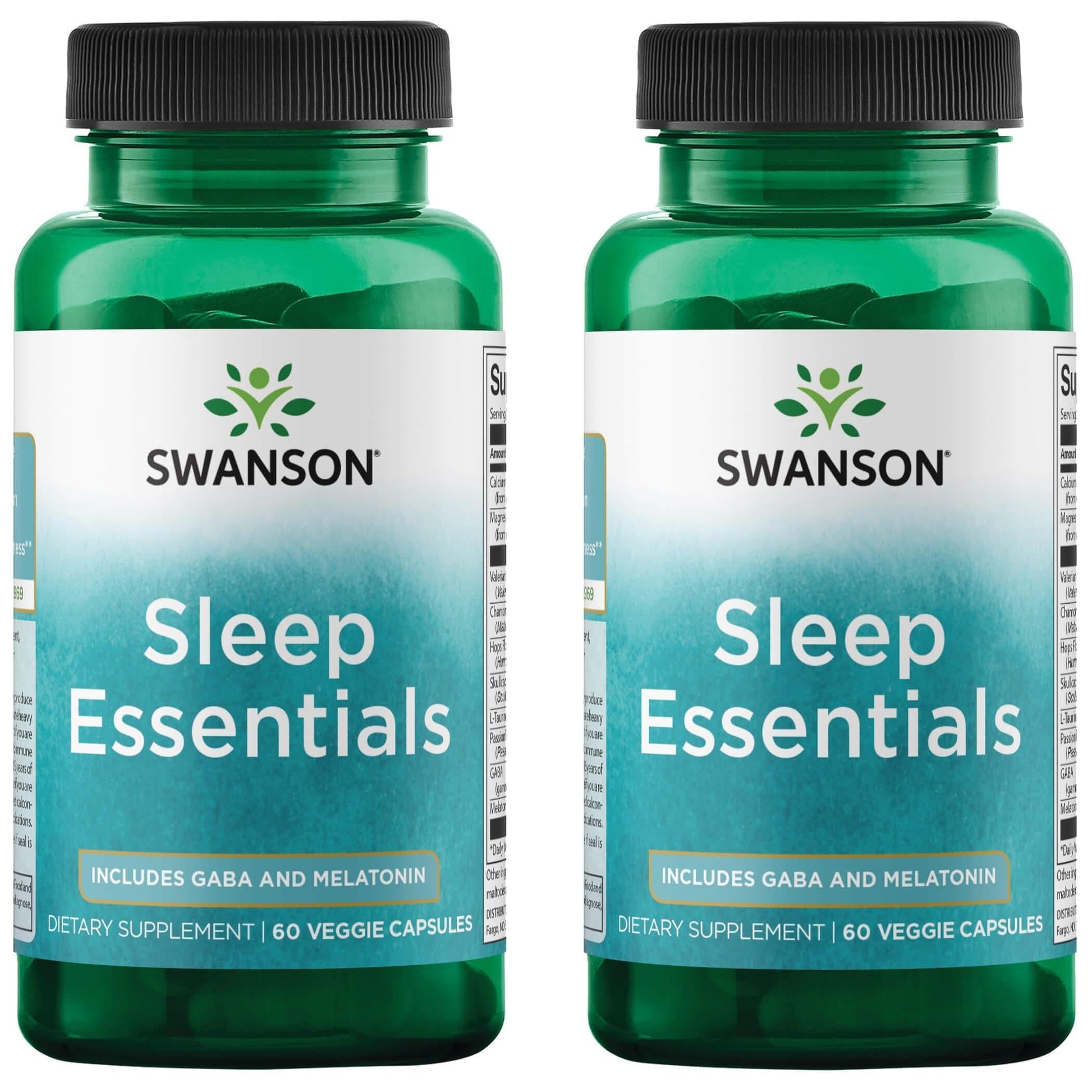 Swanson Sleep Essentials with GABA and Melatonin Vegan Capsules 120 Count