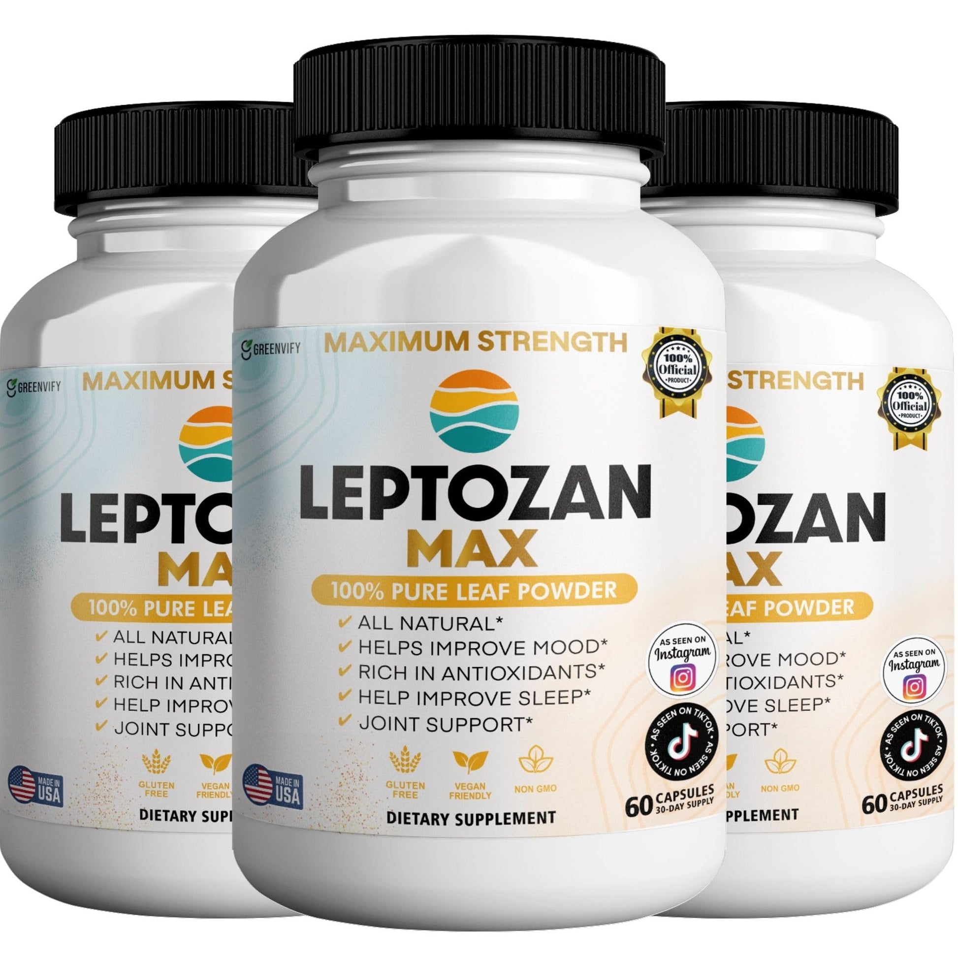 GREENVIFY Leptozan Max 800mg Horseradish Tree Moringa Supplement Capsule 180 Count