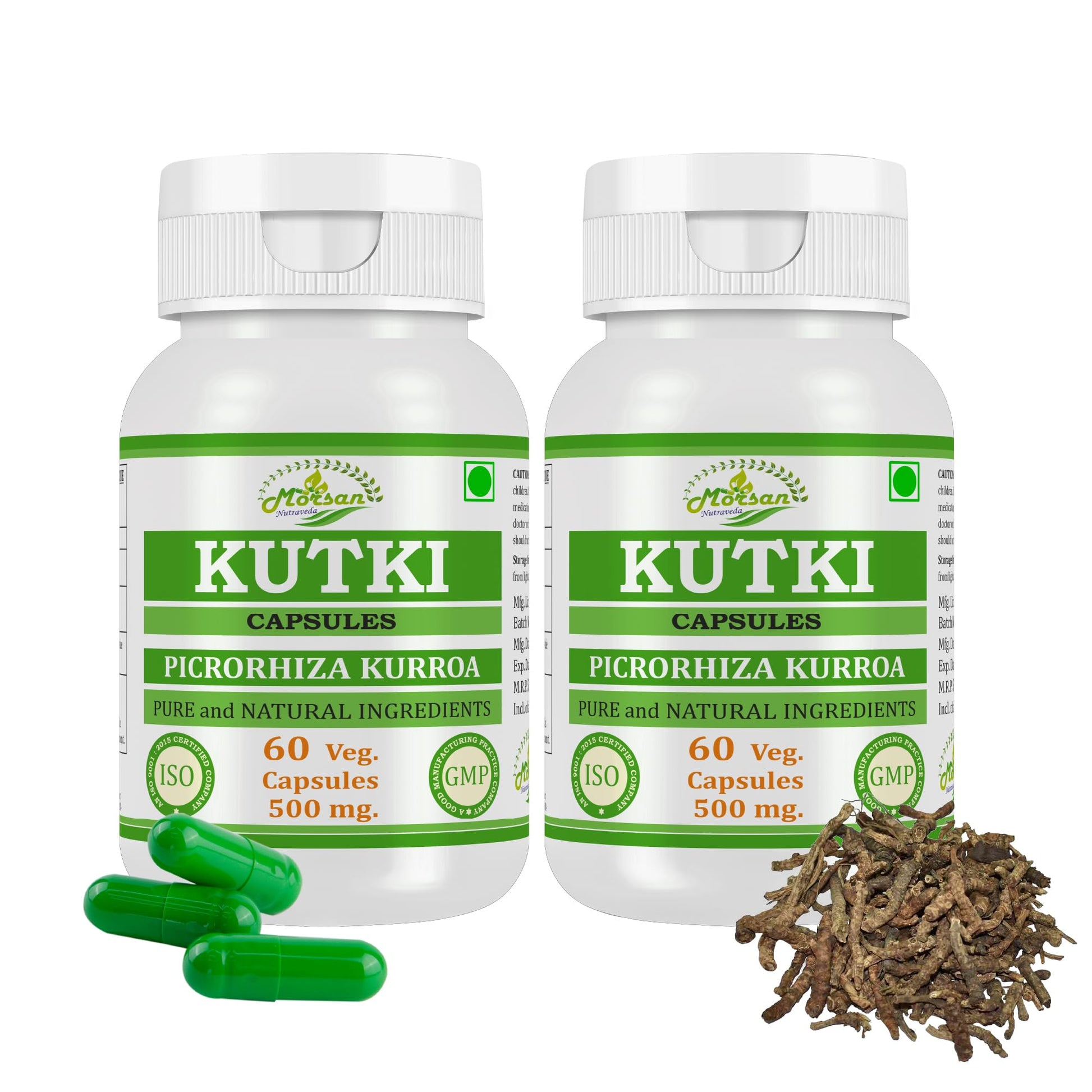 Morsan Nutraveda Picrorhiza Kurroa (Kutki) Capsules, 120 Count, 500 mg