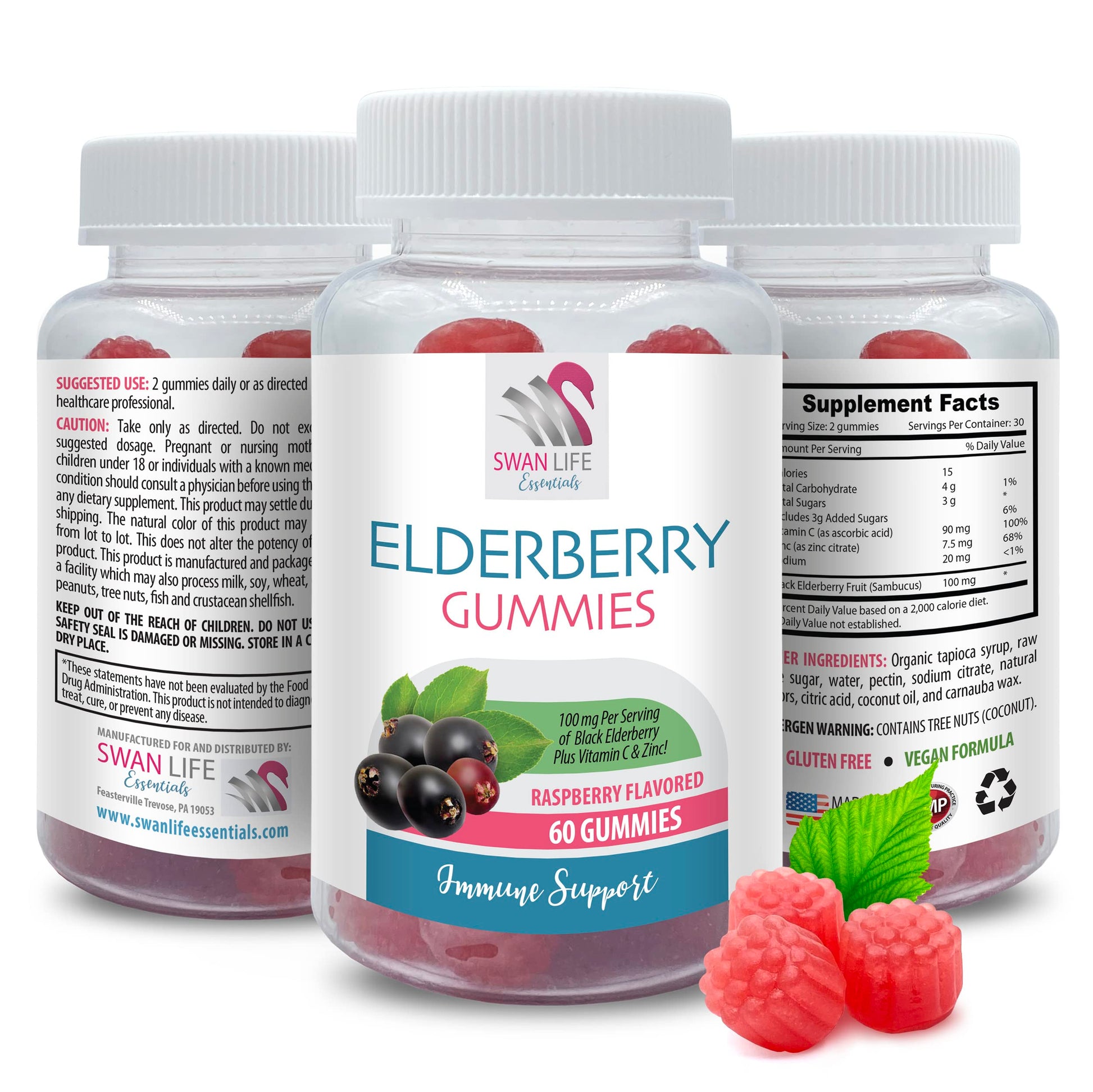 Swan Life Essentials Elderberry Immune Support Gummies, 60 Count