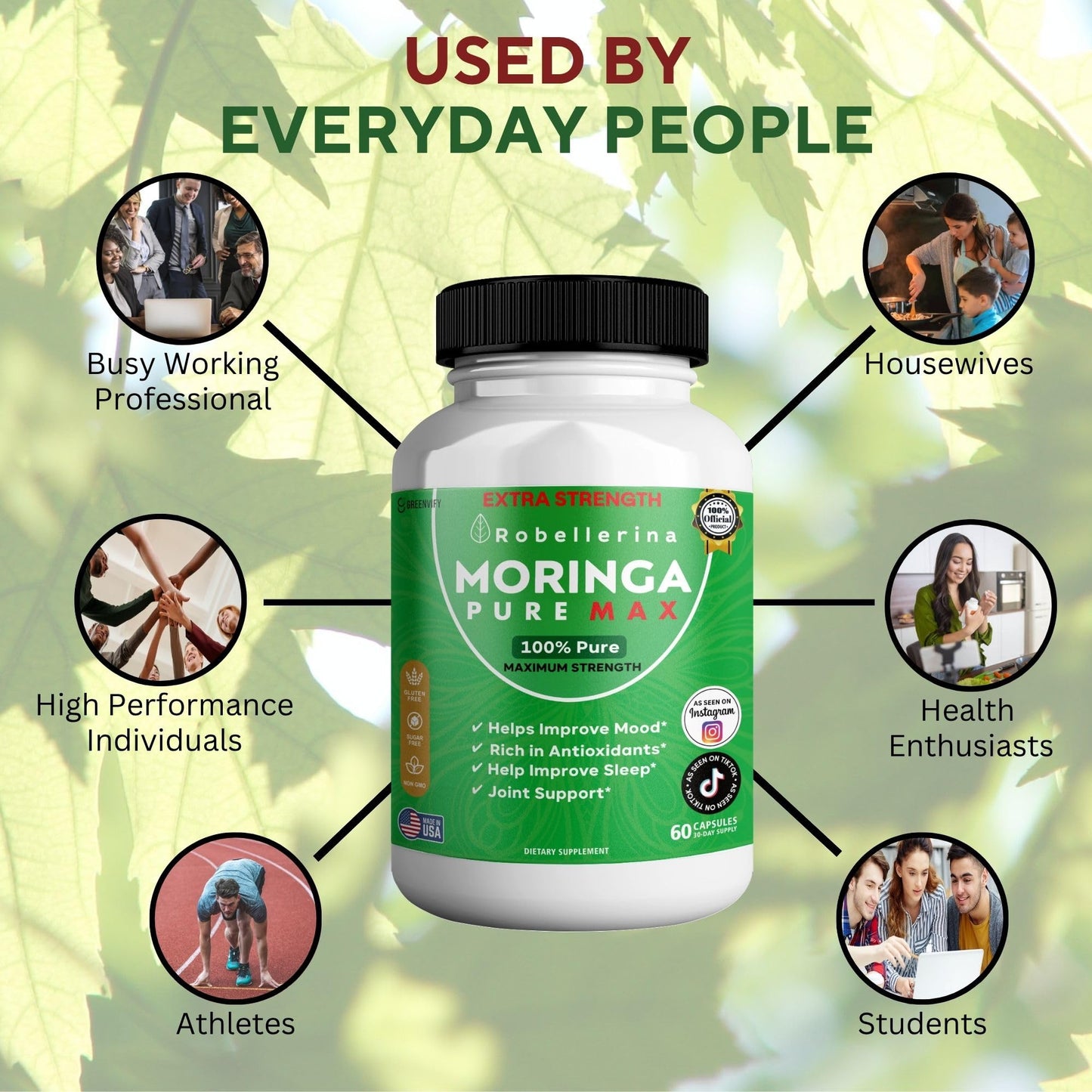 GREENVIFY Robellerina Moringa Pure Max Dietary Supplement Capsule 180