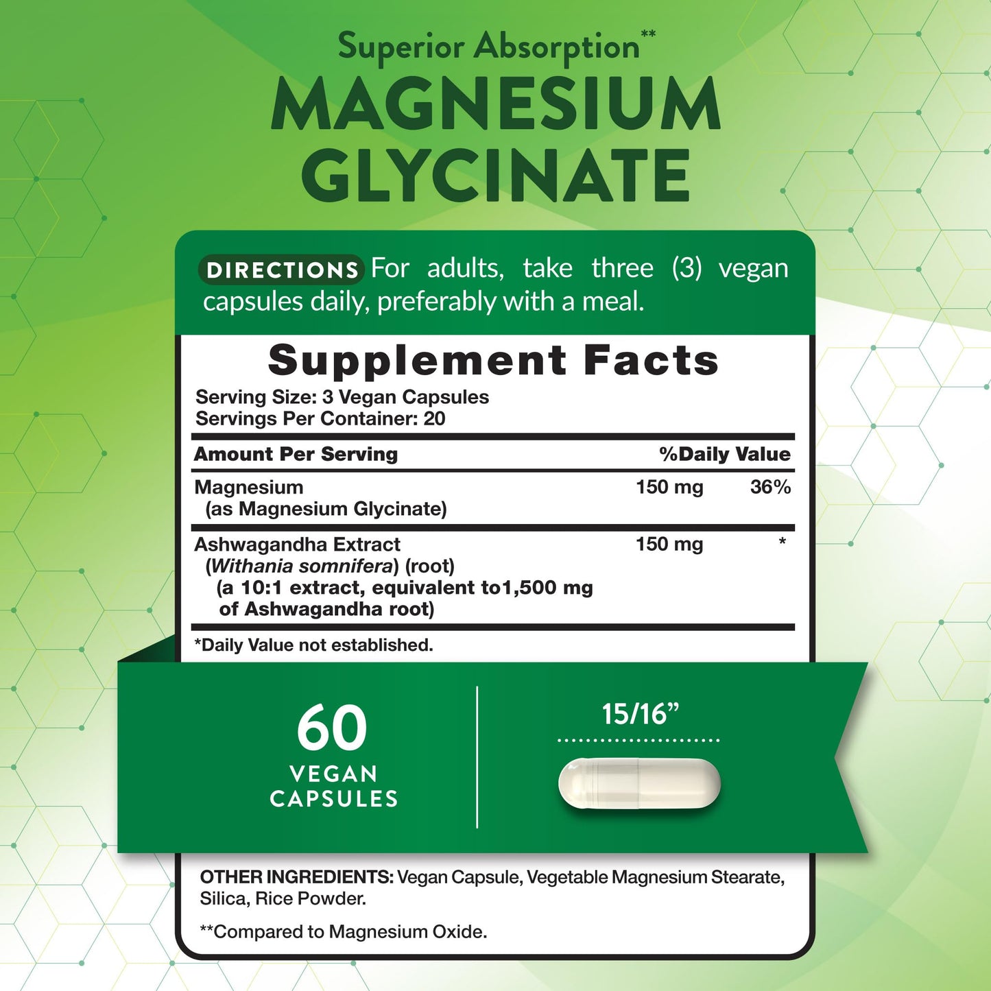 Nature's Truth Magnesium Glycinate with Ashwagandha Capsules, 60 Capsules