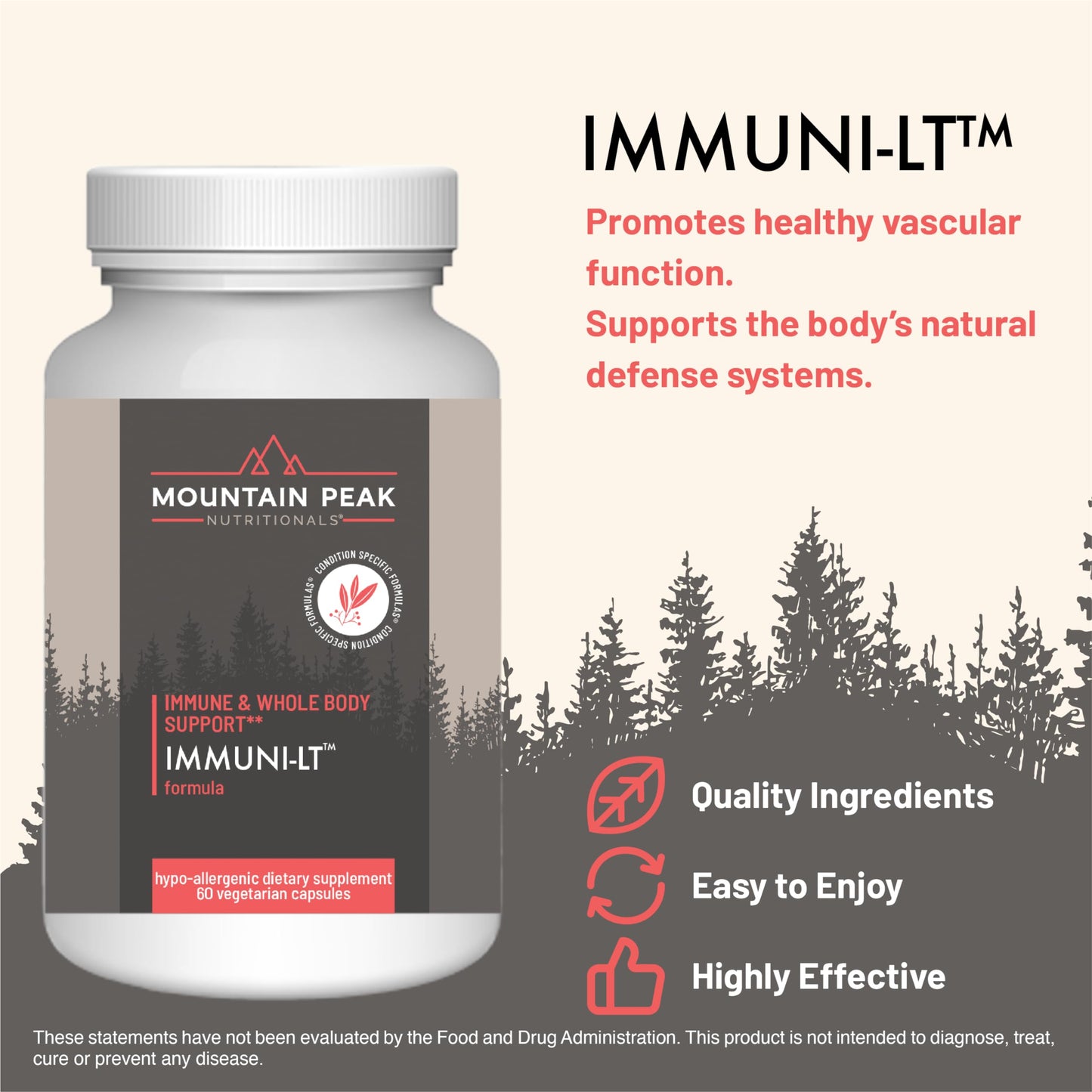 Mountain Peak Nutritionals Immuni-LT Immune System & Whole Body Support Supplement - Power Packed Immune Booster, Dynamic Immune Defense with Essential Vitamins & Minerals, 60 Capsules