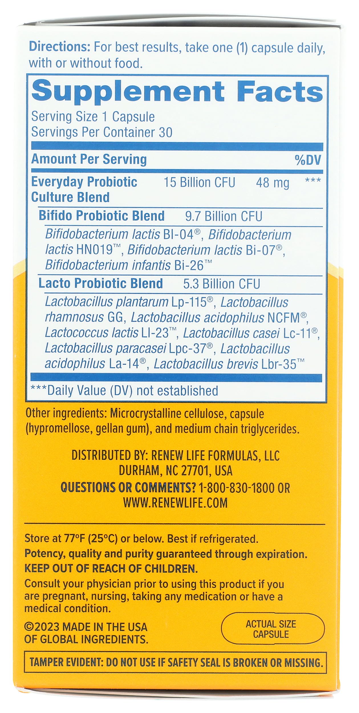 Renew Life Everyday Probiotic Capsules, 30 Count