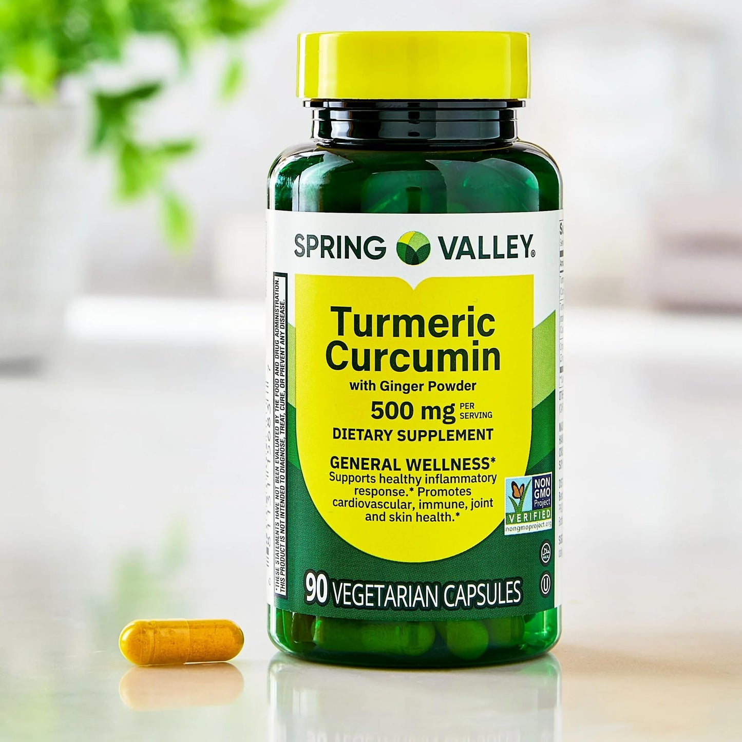 Generic Turmeric Curcumin with Ginger Powder 500 mg Capsules, 90 Count