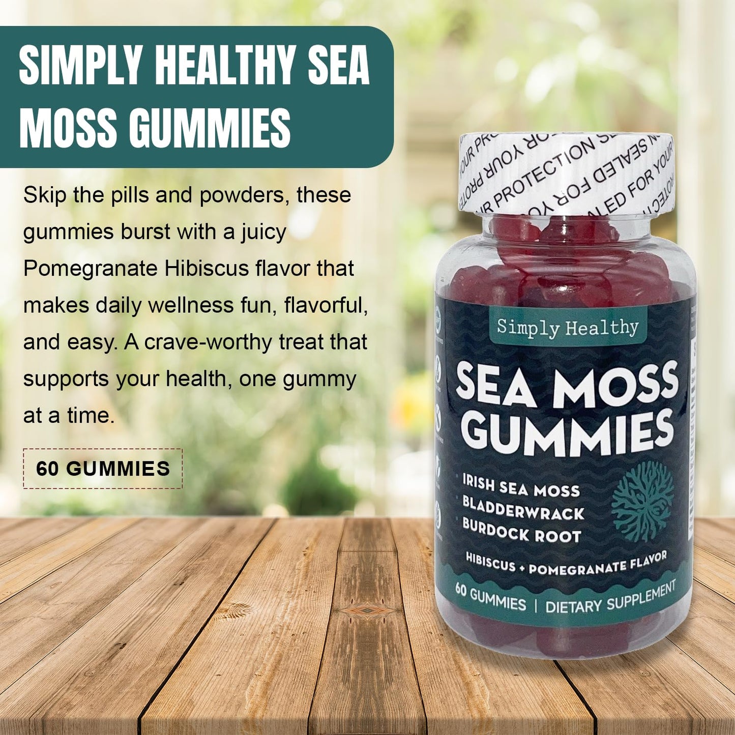 Simply Healthy Premium Sea Moss Gummies, 60 Count