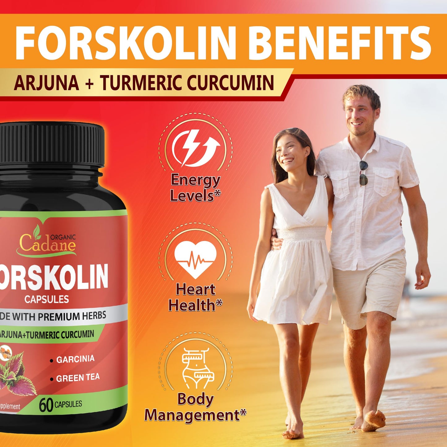 Organic Cadane Forskolin Supplements Capsules 60 Count