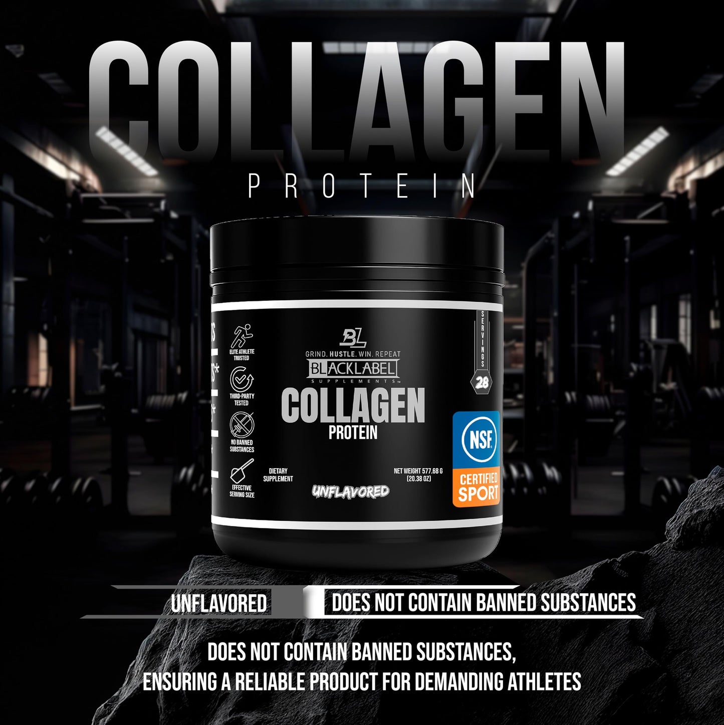 BLACKLABEL Supplements Collagen Peptides Protein Powder (Powder) 20 Servings