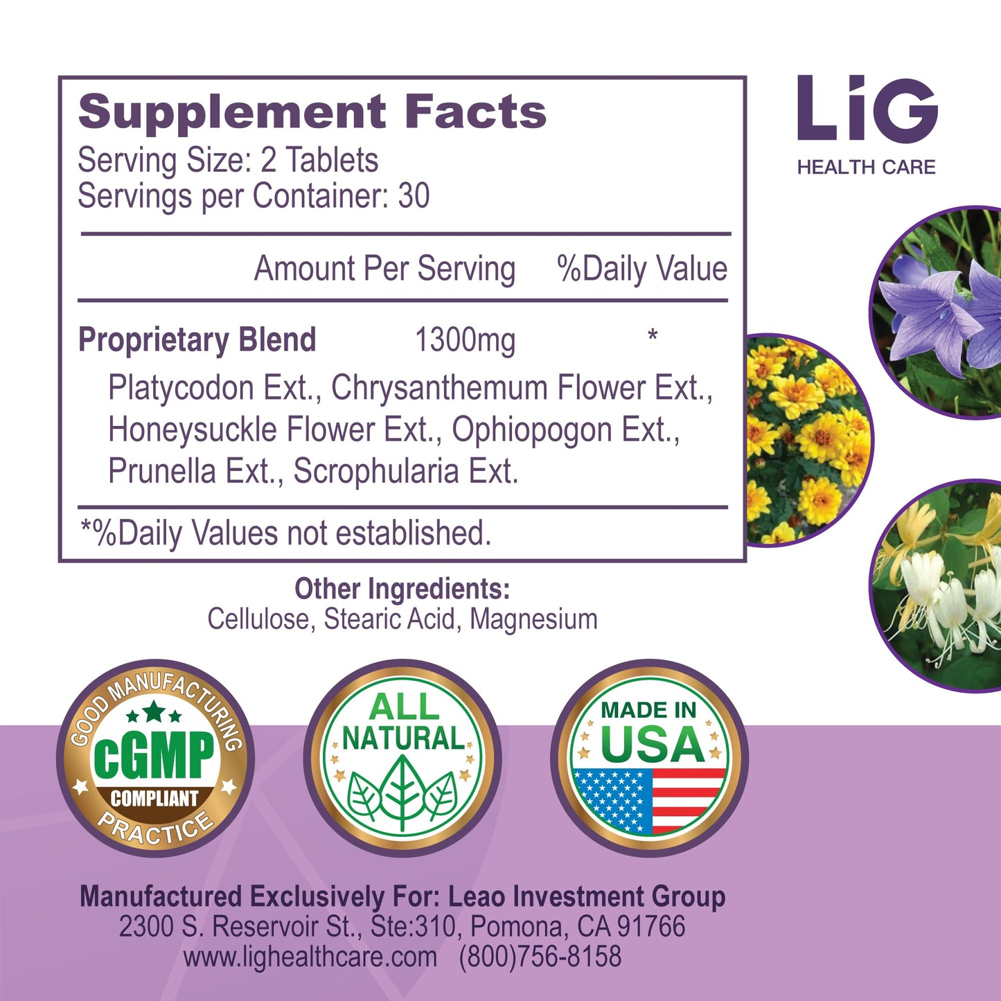 LIG Health Care Ovarian Health Natural Herbal Supplement for Women’s Hormone Balance with Honeysuckle Flower, 60 Tablets