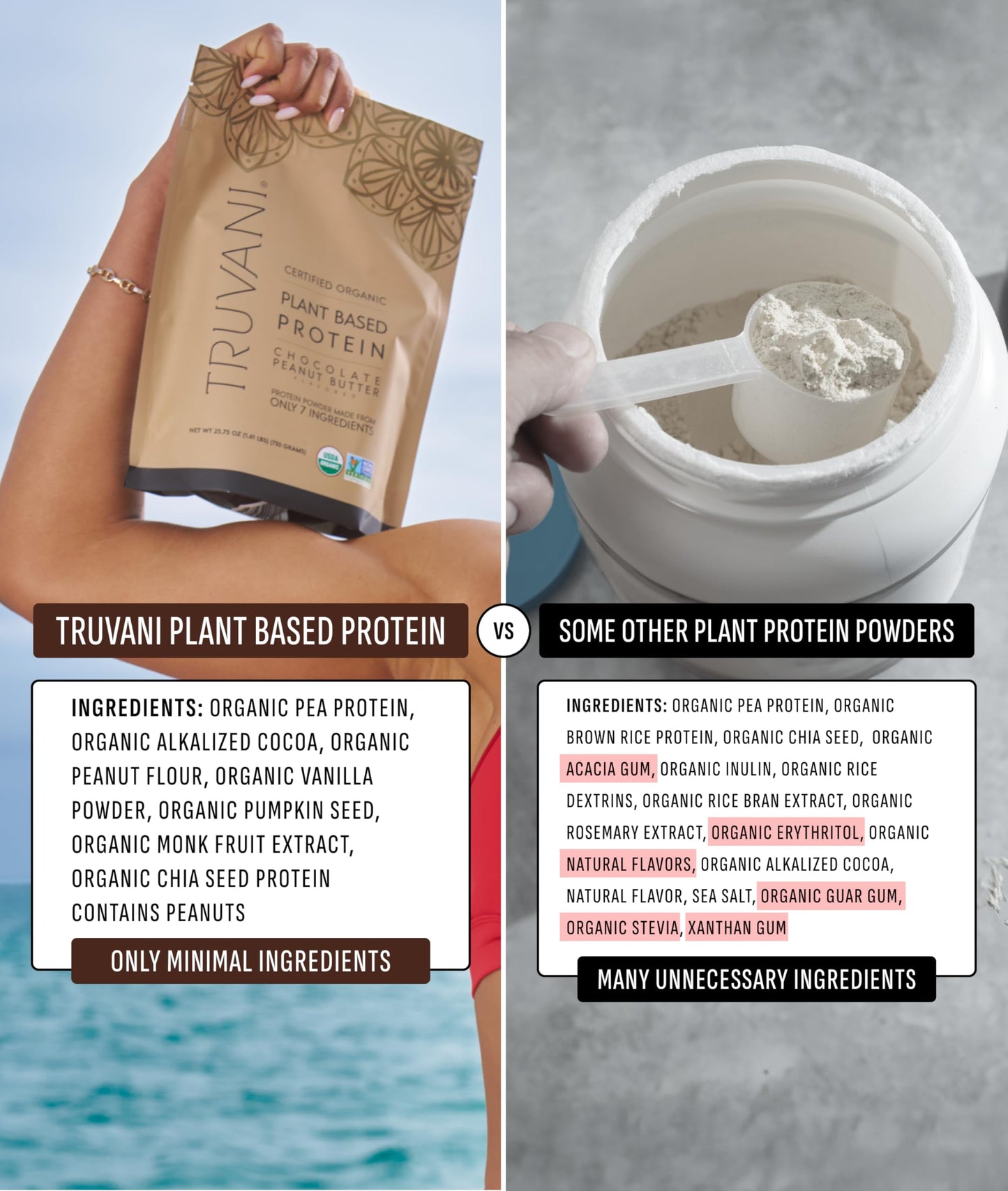 Truvani Dairy Free Protein Powder, Chocolate Peanut Butter, 20 Servings