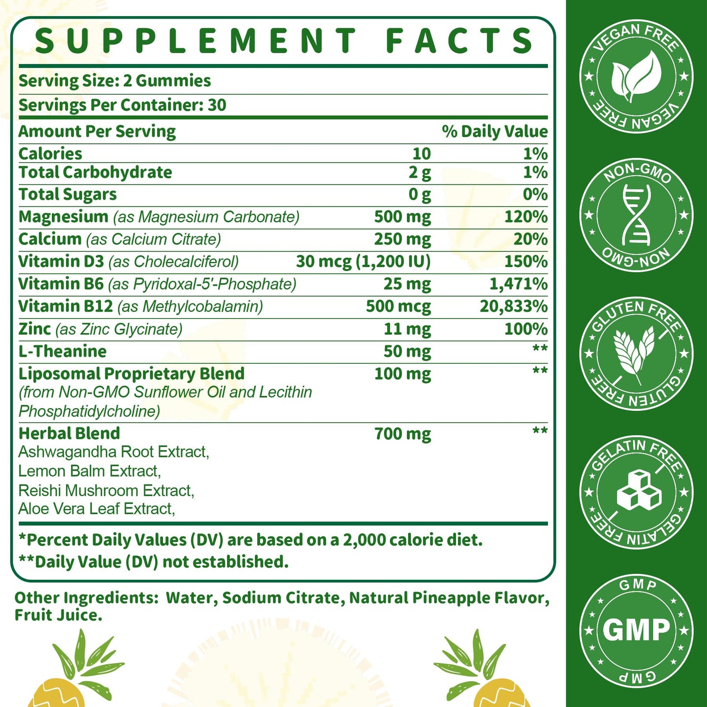 SKLIA Liposomal Magnesium Carbonate 500 mg, Muscle & Nerve Support, Gummies, 120