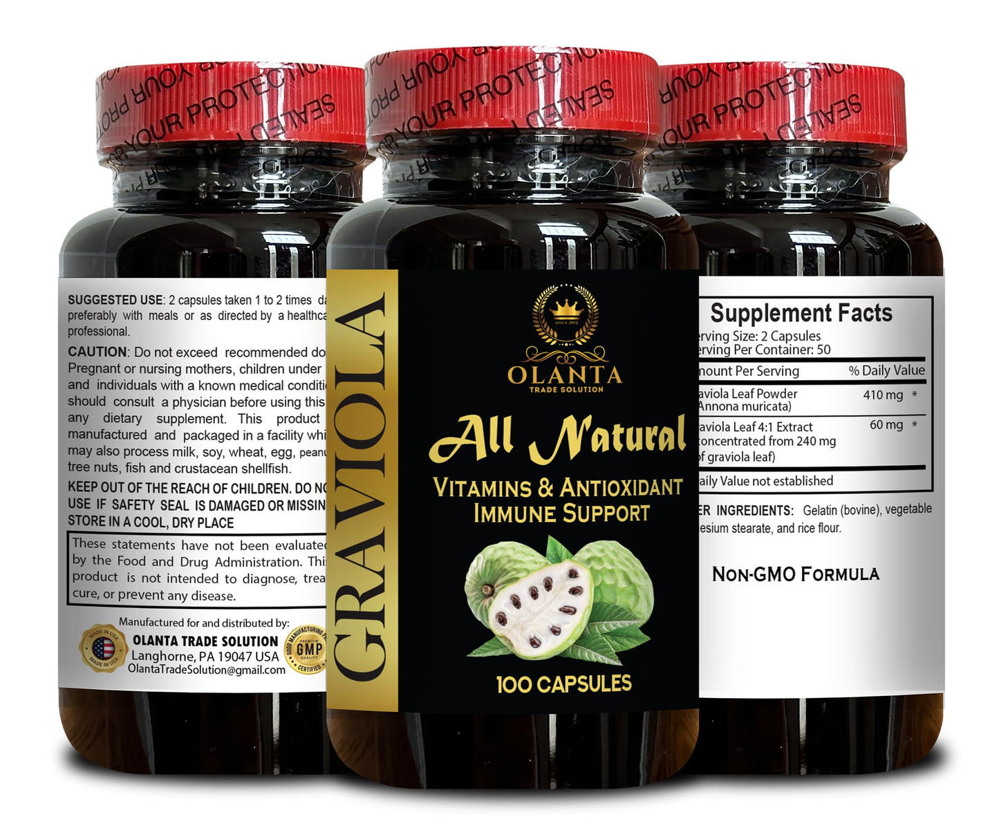 OLANTA TRADE SOLUTION Soursop Graviola Extract Capsules 100 Capsules