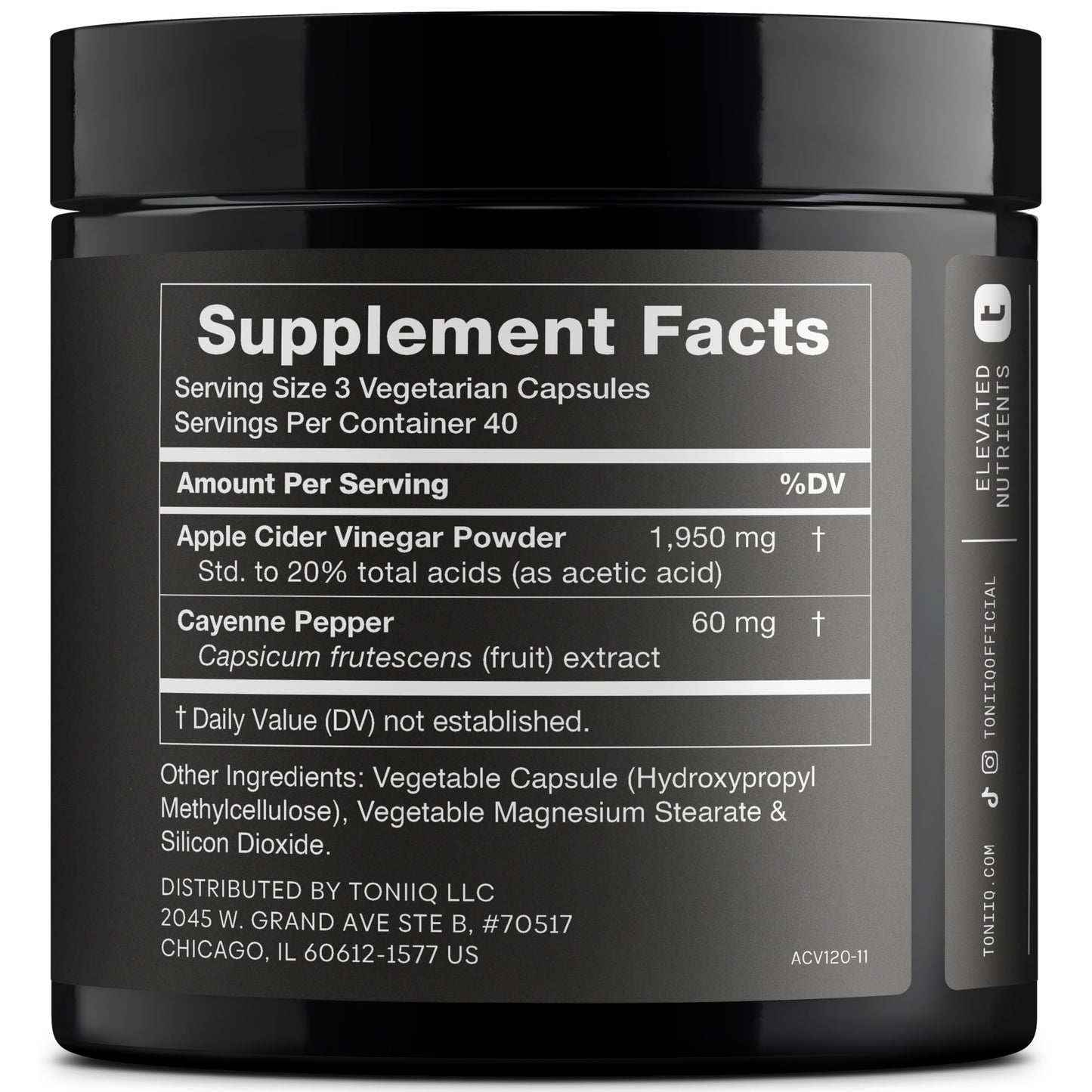 Toniiq Apple Cider Vinegar Capsules 120 Count