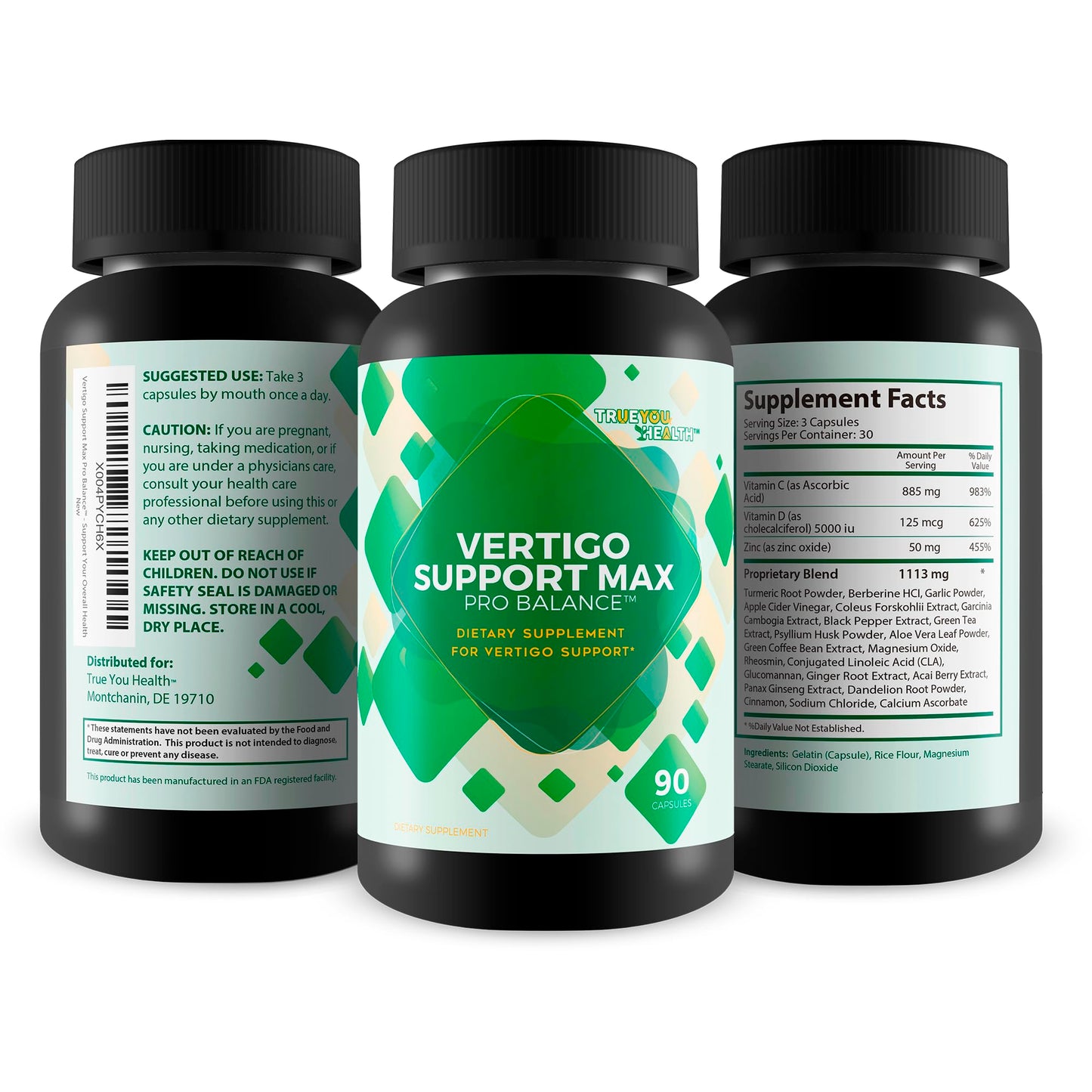 True You Health Vertigo Support Max Pro Balance Dizziness & Vertigo Dietary Supplement Capsule 90 Count