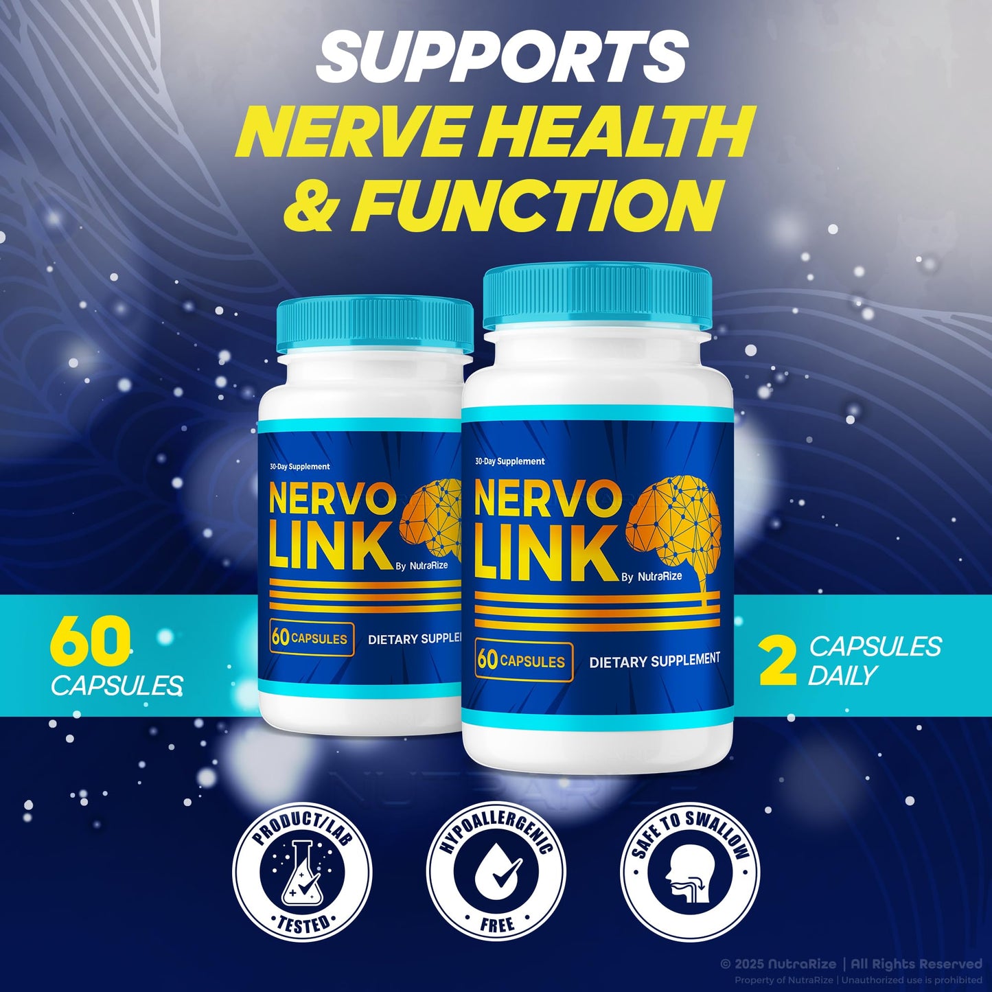 NutraRize NervoLink Daily Support Capsules, 60 Count