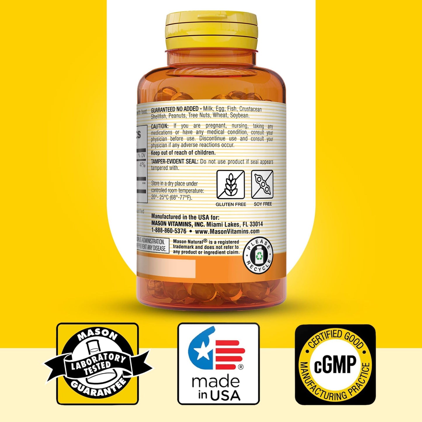Mason Vitamins Lutein 6 mg with Vitamin E Softgels, 60 Count