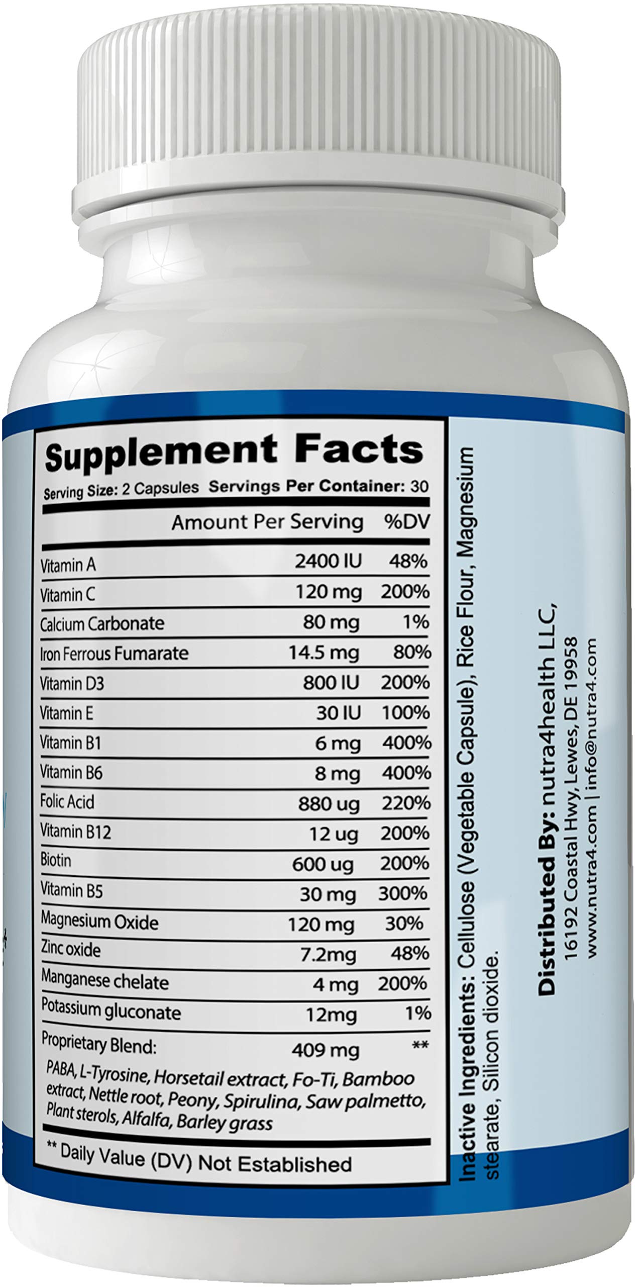 nutra4health Clear Nails Plus Hair Growth Vitamins with Biotin, 60 Capsules