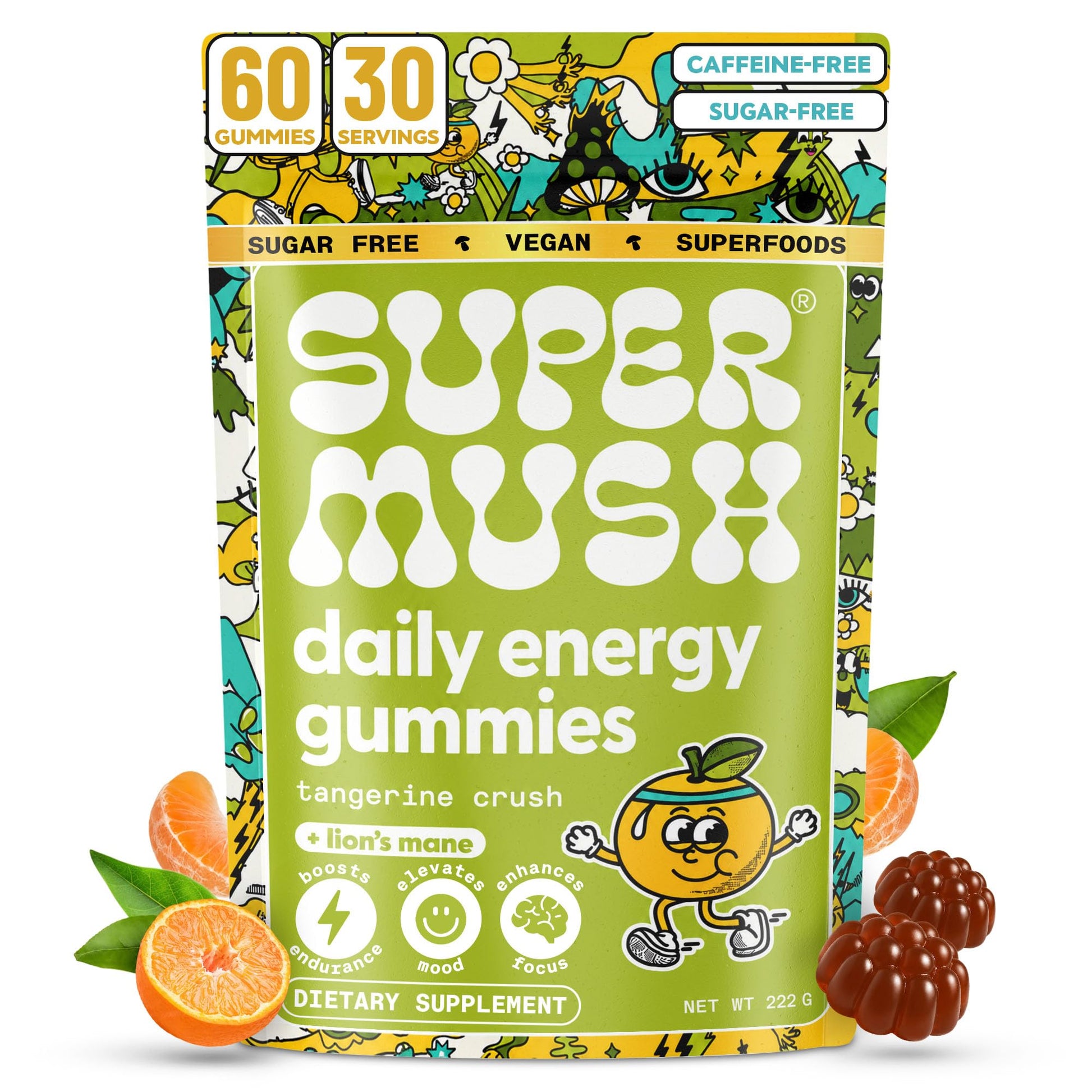 SuperMush Daily Energy Lion's Mane & Cordyceps Gummies 60 Count