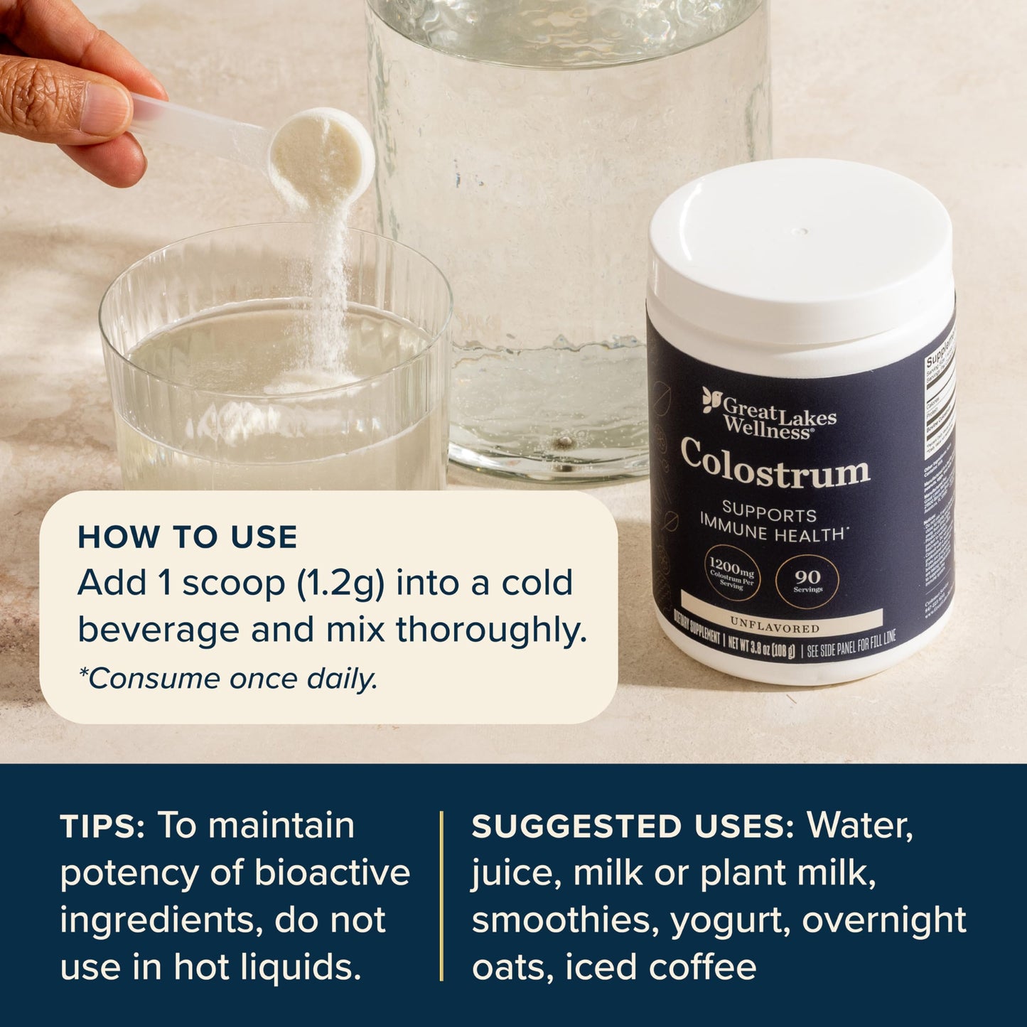 Great Lakes Wellness Colostrum Supplement Powder, 46