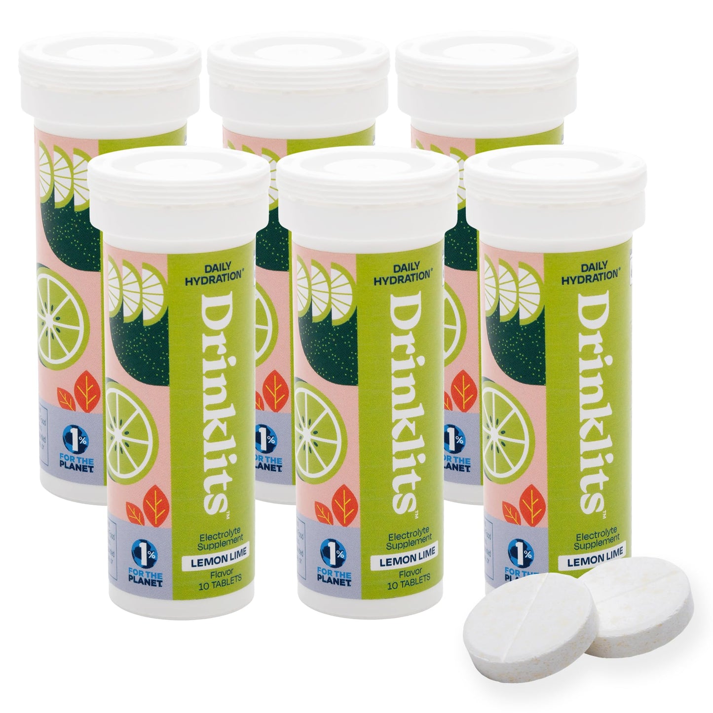 Drinklits Lemon Lime Electrolyte Fizzy Hydration Tablets, 60 Tablets