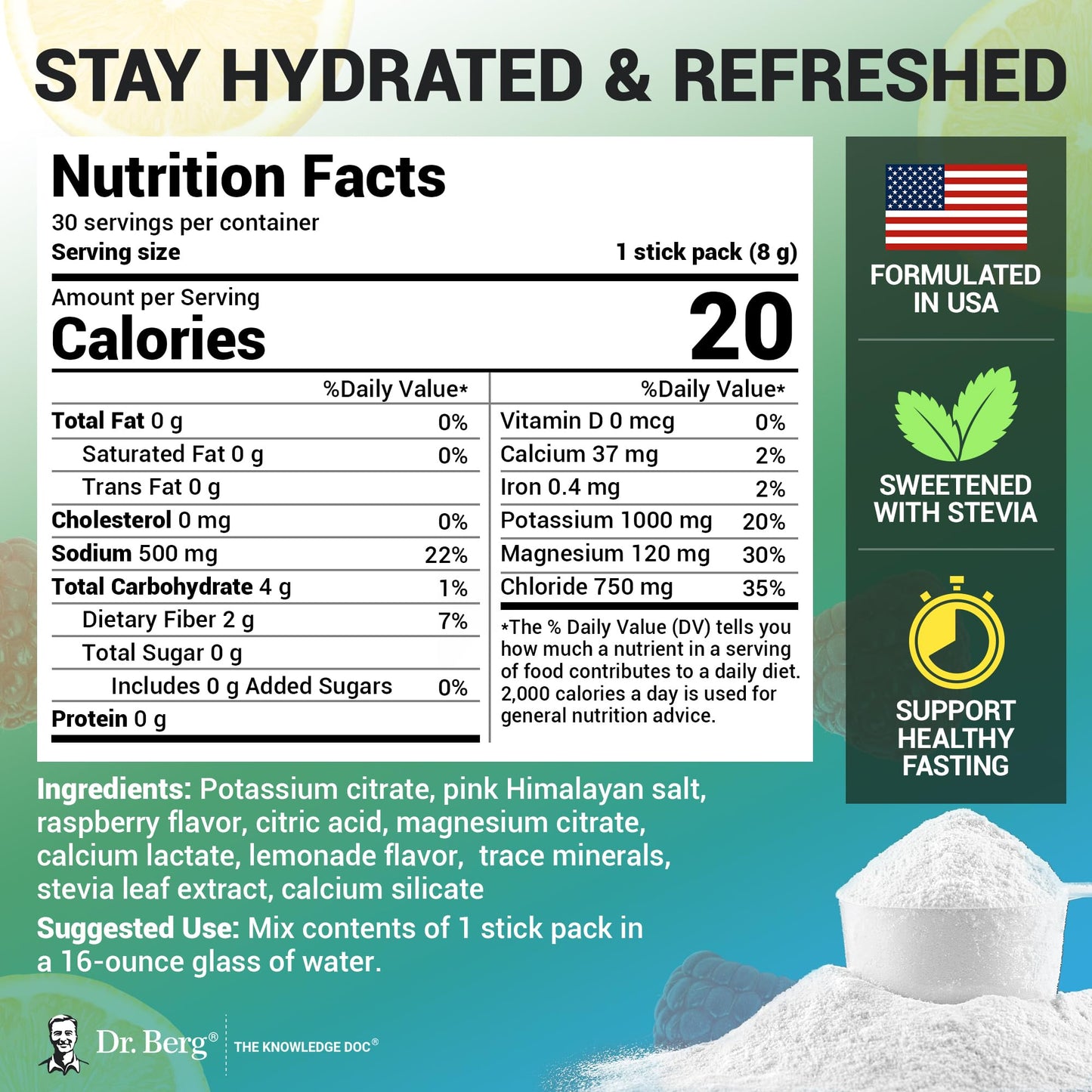Dr. Berg Nutritionals Sports Hydration Electrolytes Powder, 8.47 Ounce