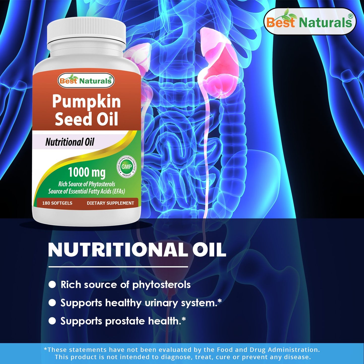Best Naturals Black Cherry 1000 mg & Pumpkin Seed Oil 1000 mg Softgels, 1 Count