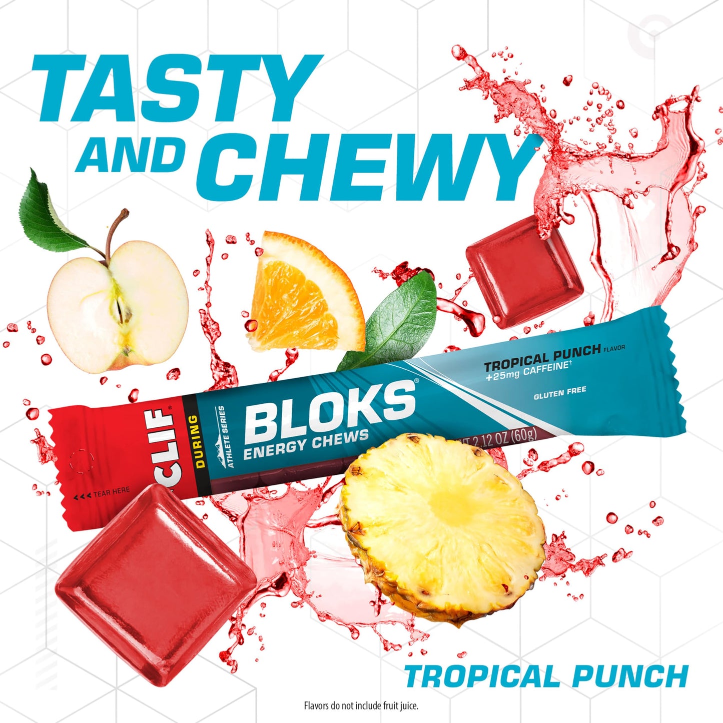 CLIF Bar BLOKS Chews Tropical Punch with Caffeine, 18 Count