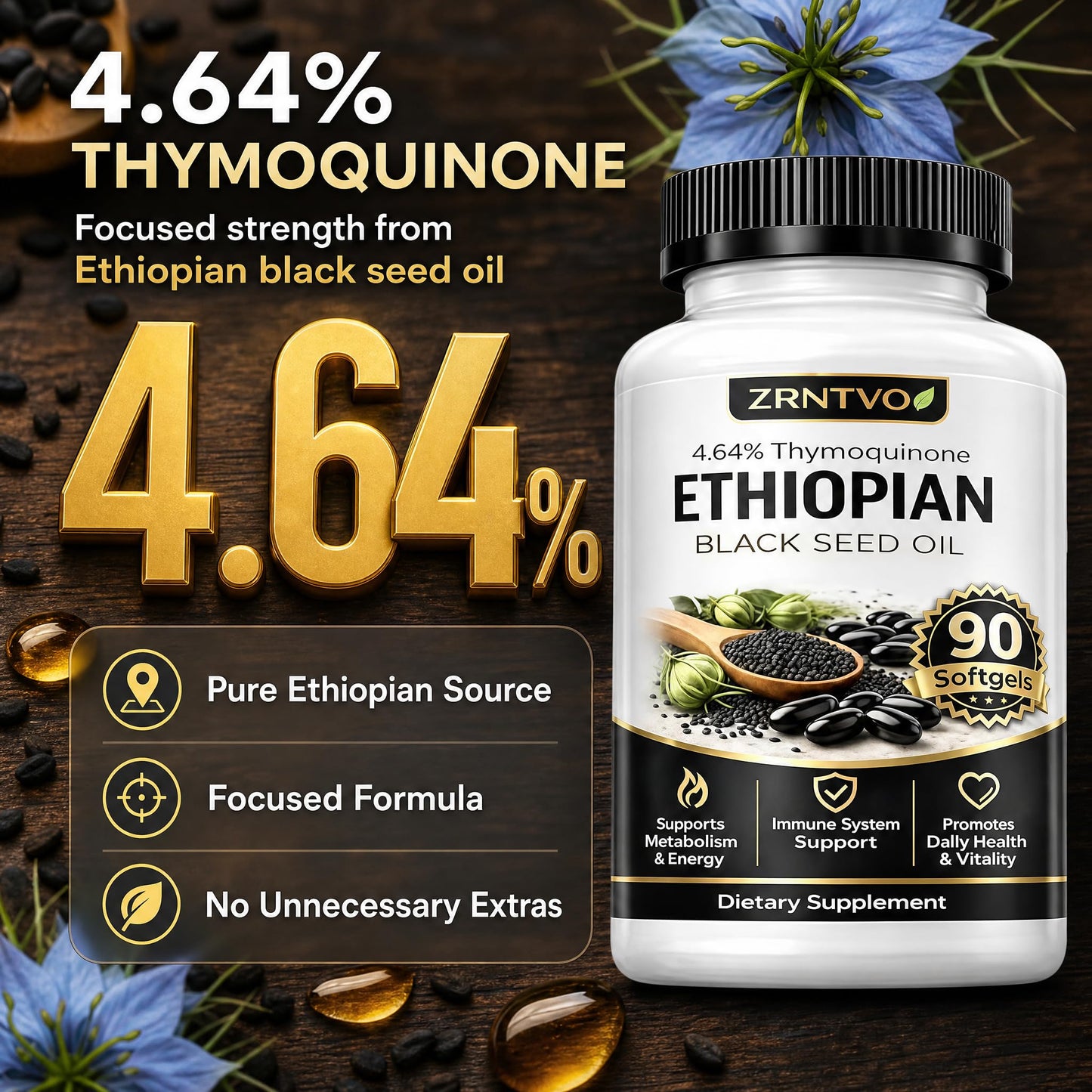 LOVIVA Ethiopian Black Seed Oil Softgel 90 Count