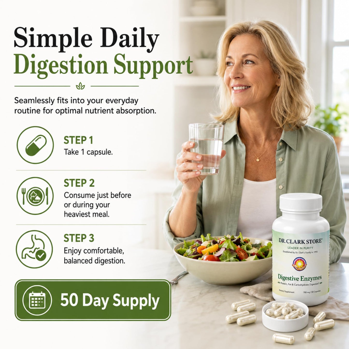Dr Clark Store Digestive Enzymes Supplement Capsule 50 Count