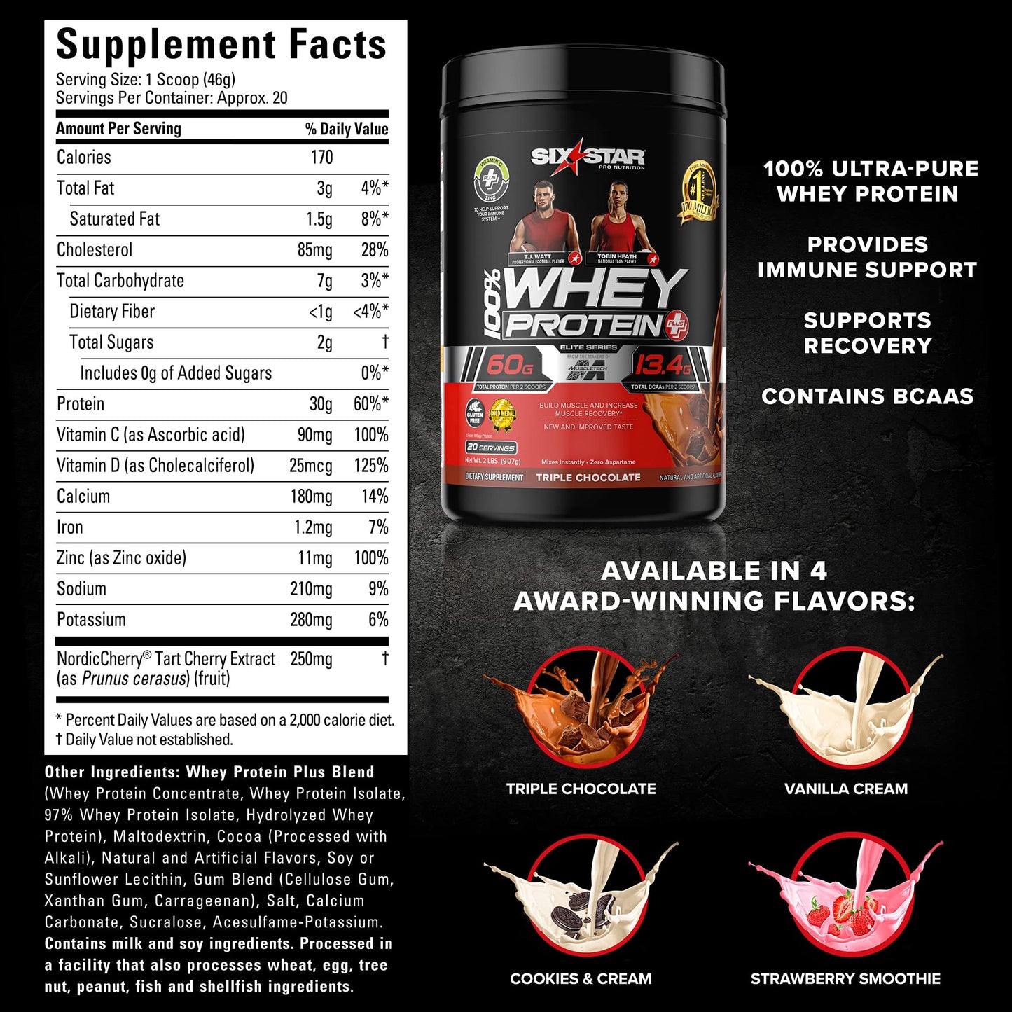 Six Star Whey Protein Plus Whey Protein Powder, 32 Servings