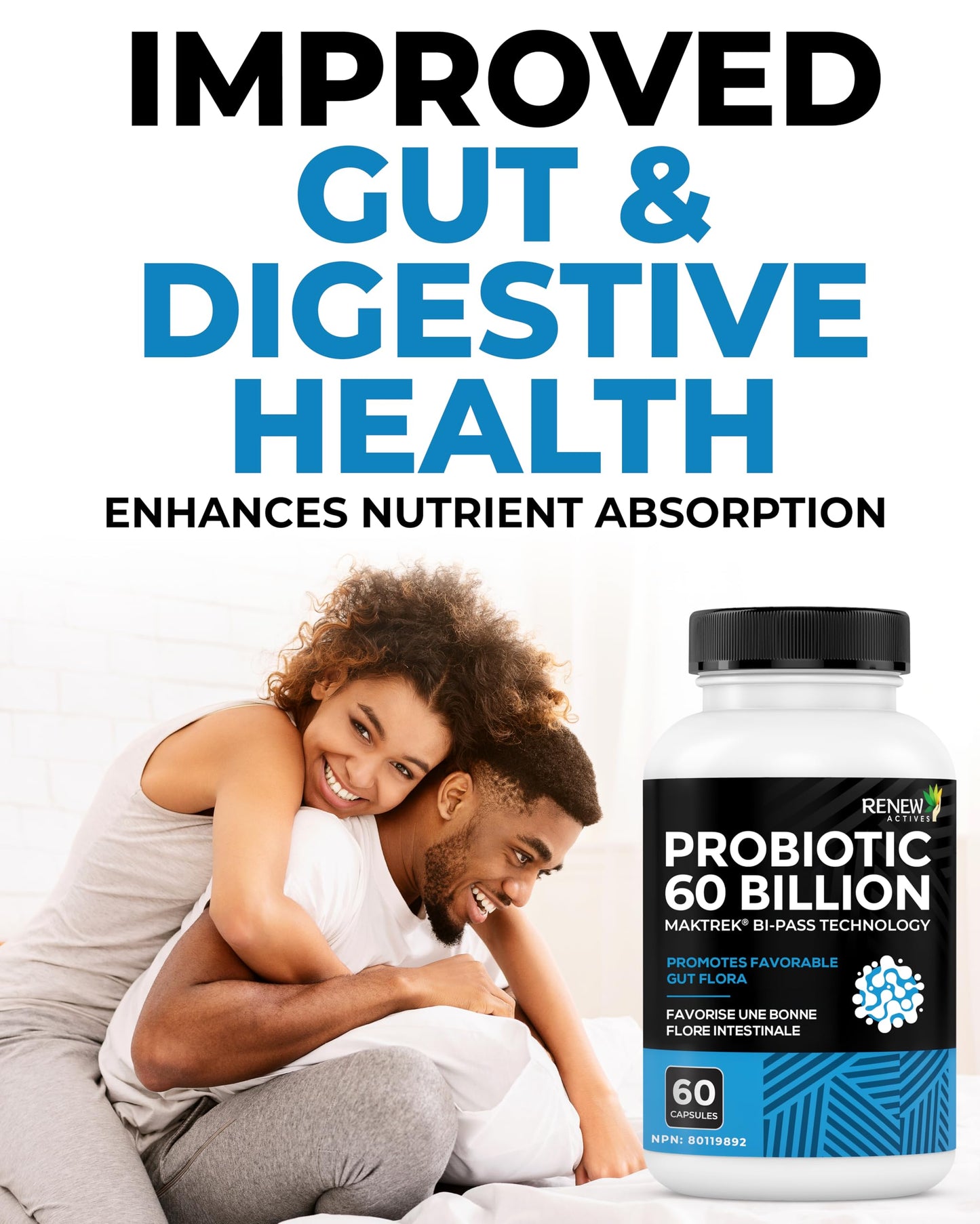 Renew Actives Probiotic Supplement for Digestive Health Capsule, 60 Capsules