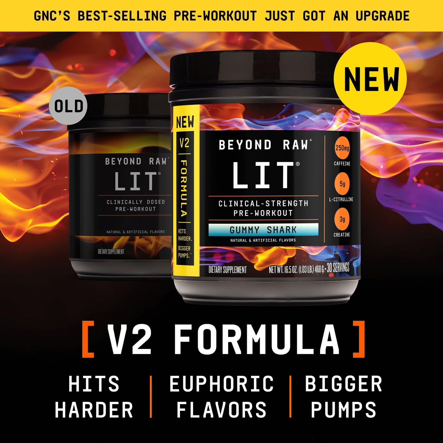 BEYOND RAW GNC LIT V2 Pre Workout Powder 16.5 oz