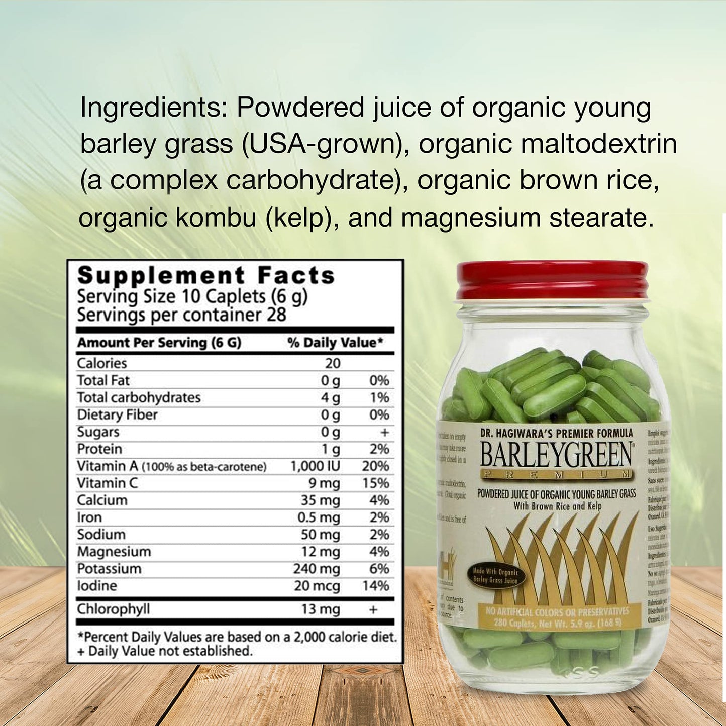 BARLEYGREEN Caplets Vegetable Supplement with Kelp & Brown Rice 280 Caplets