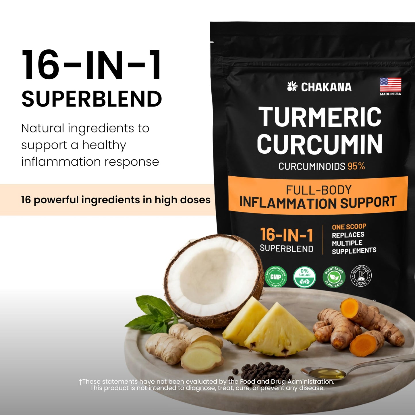 CHAKANA Turmeric Curcumin Supplement Powder 15.98 oz