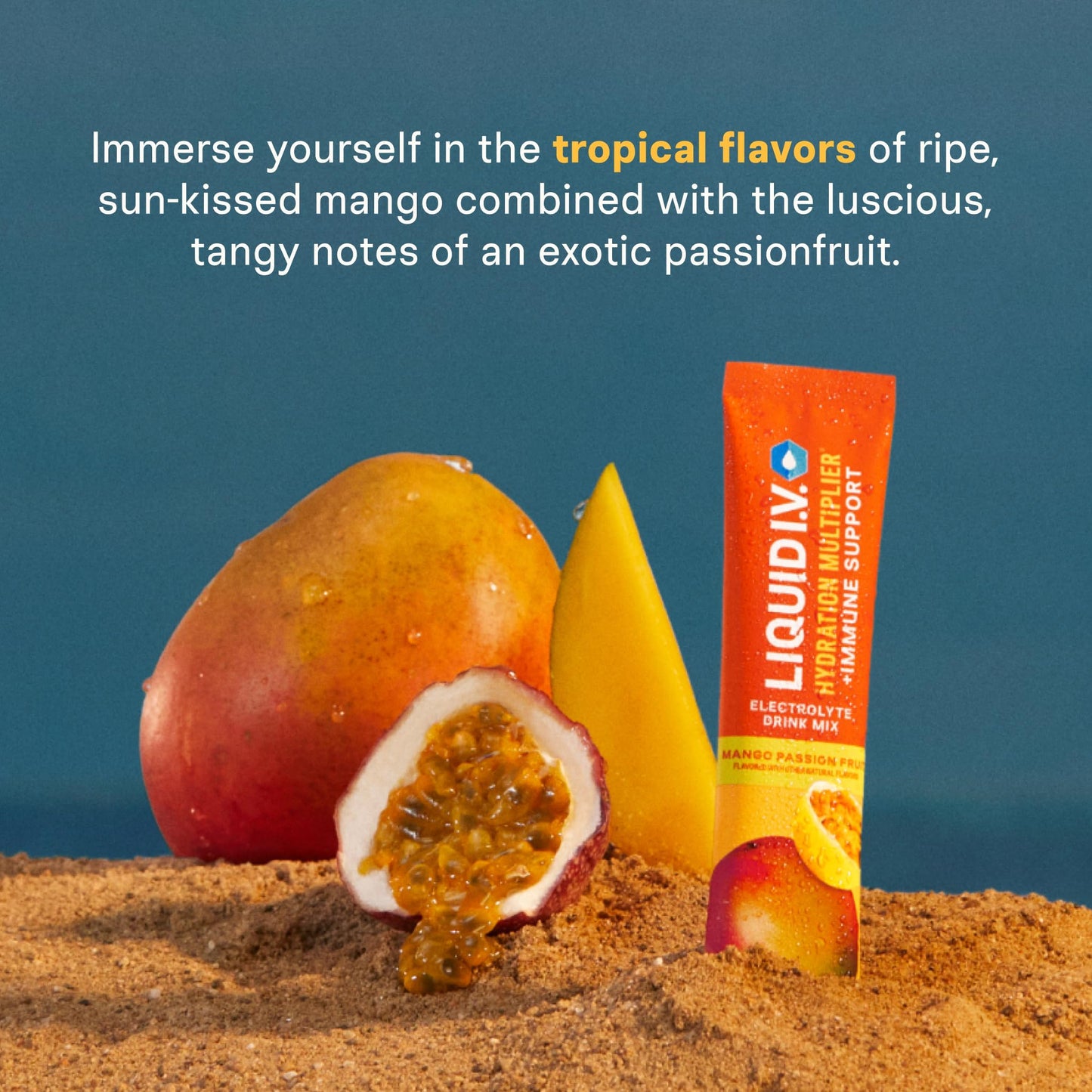 Liquid I.V. Hydration + Immune Electrolytes Powder, Mango Passionfruit, 14 Count