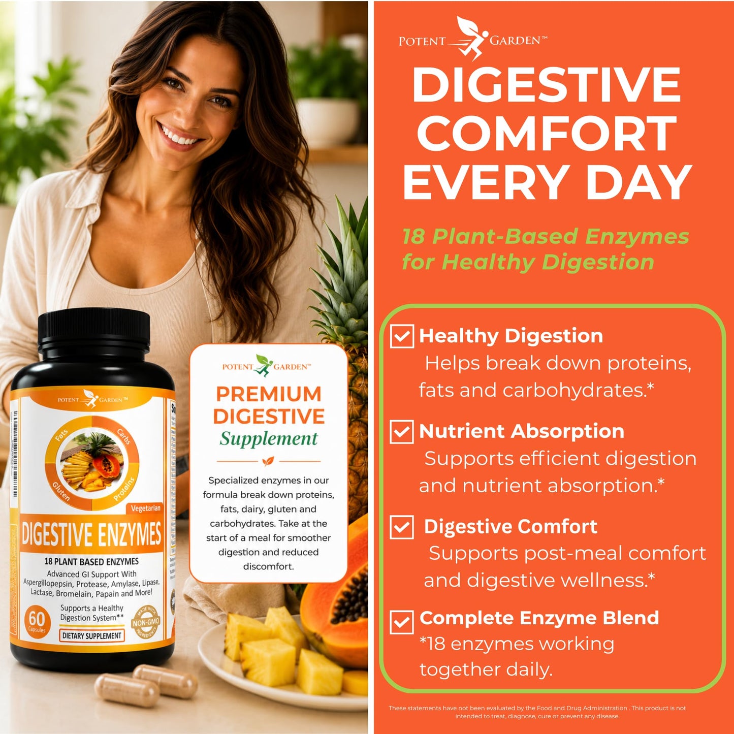 Potent Garden Digestive Enzymes, 60 Capsules