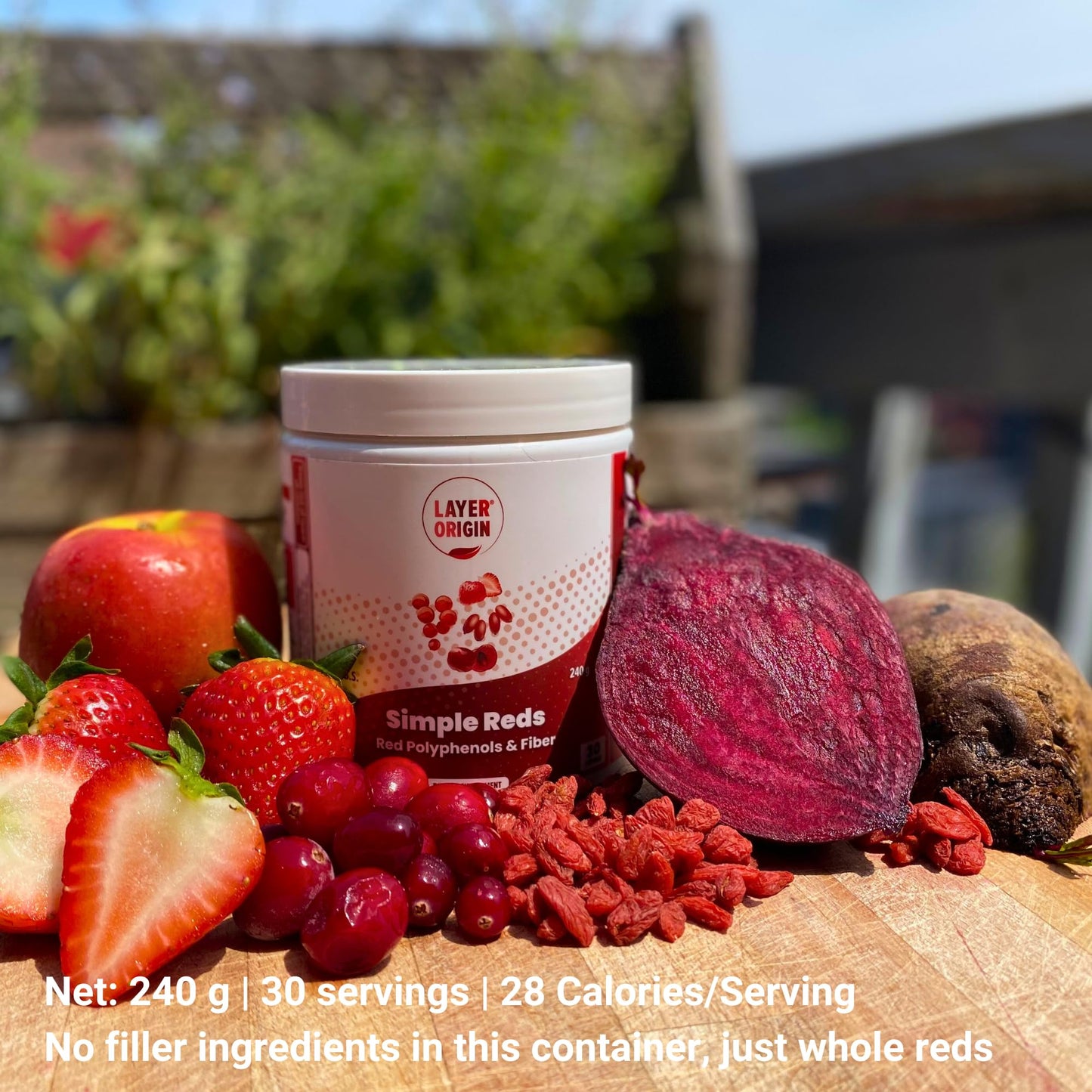 Layer Origin Simple Reds - Organic Red Polyphenols Whole Fruit Powder, 8.47 Ounce