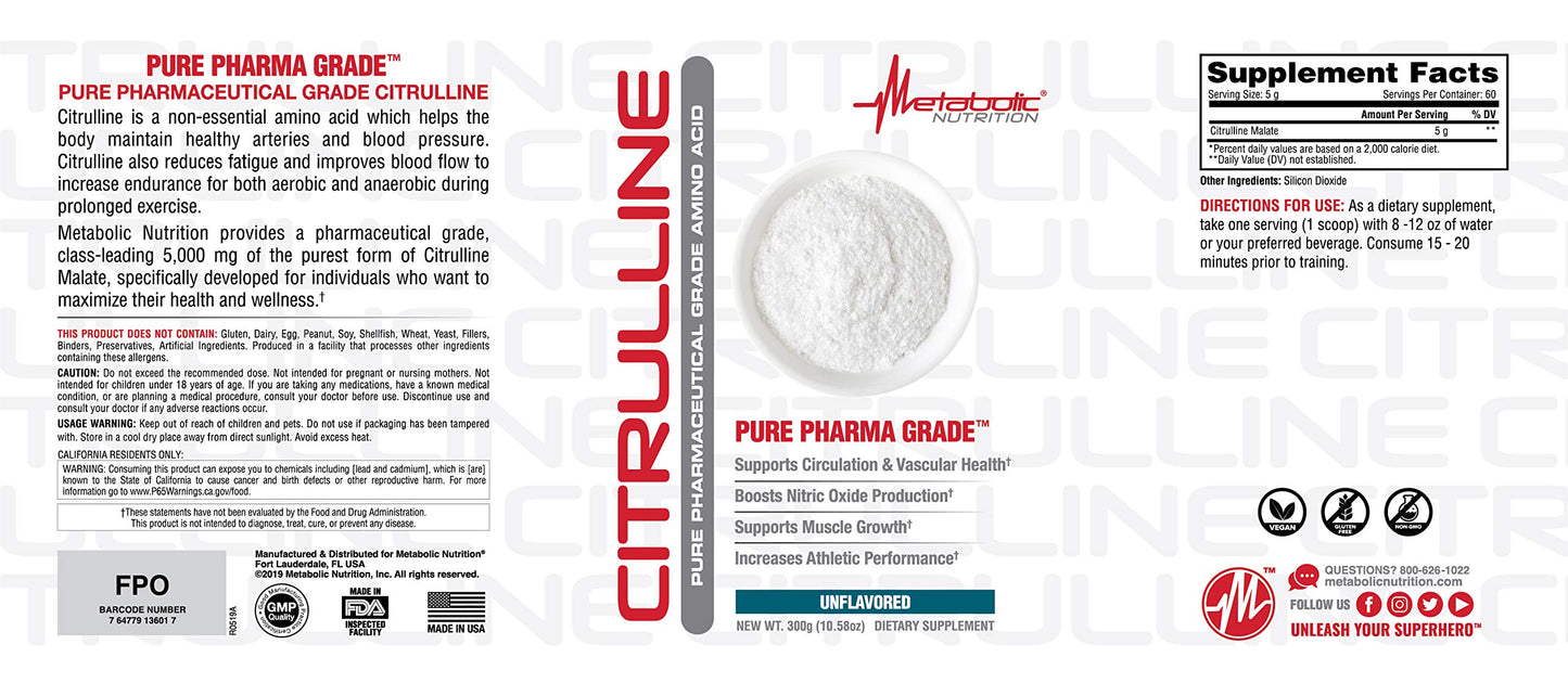 Metabolic Nutrition Citrulline Powder 10.6 oz