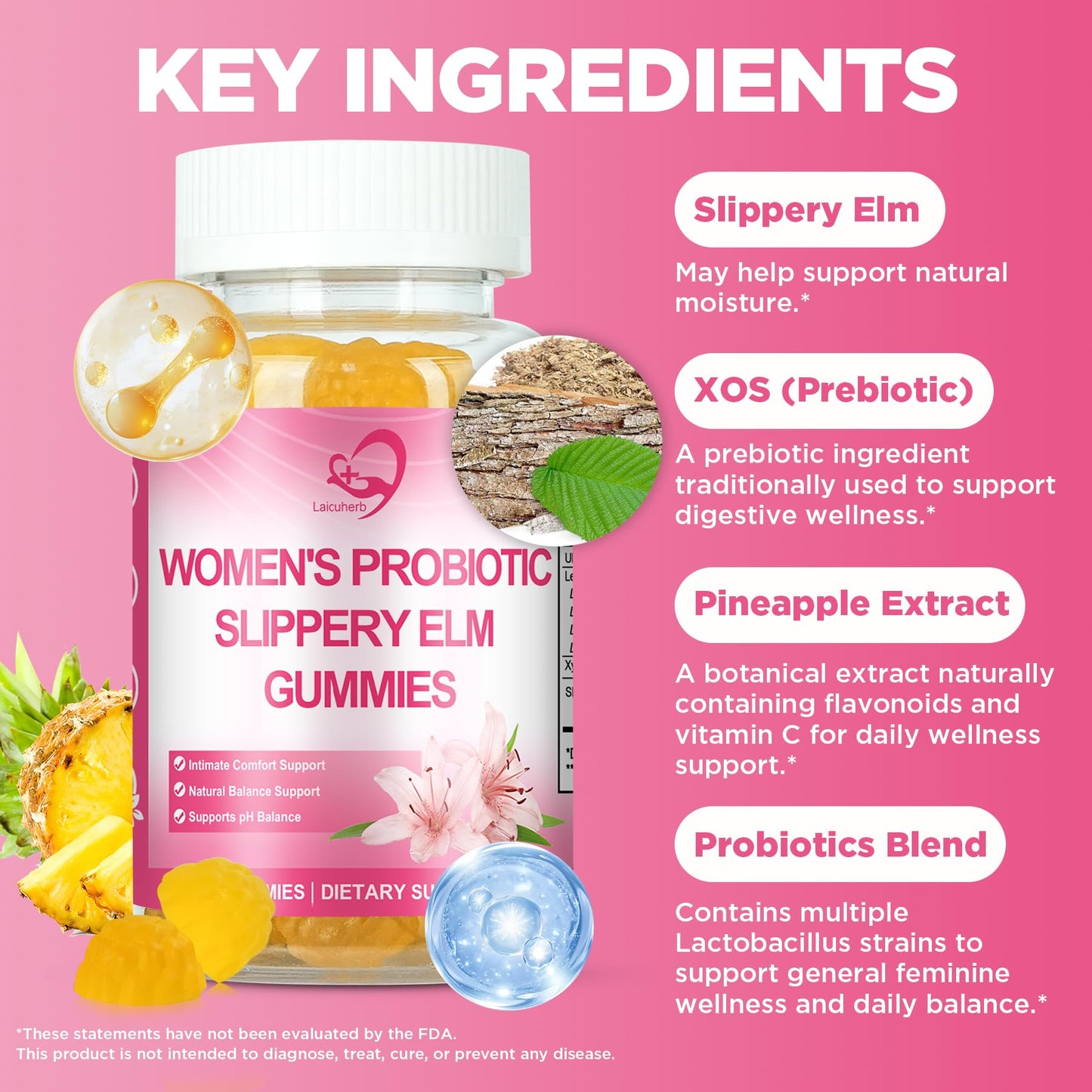 Laicuherb Women's Probiotic Gummies 60 Count