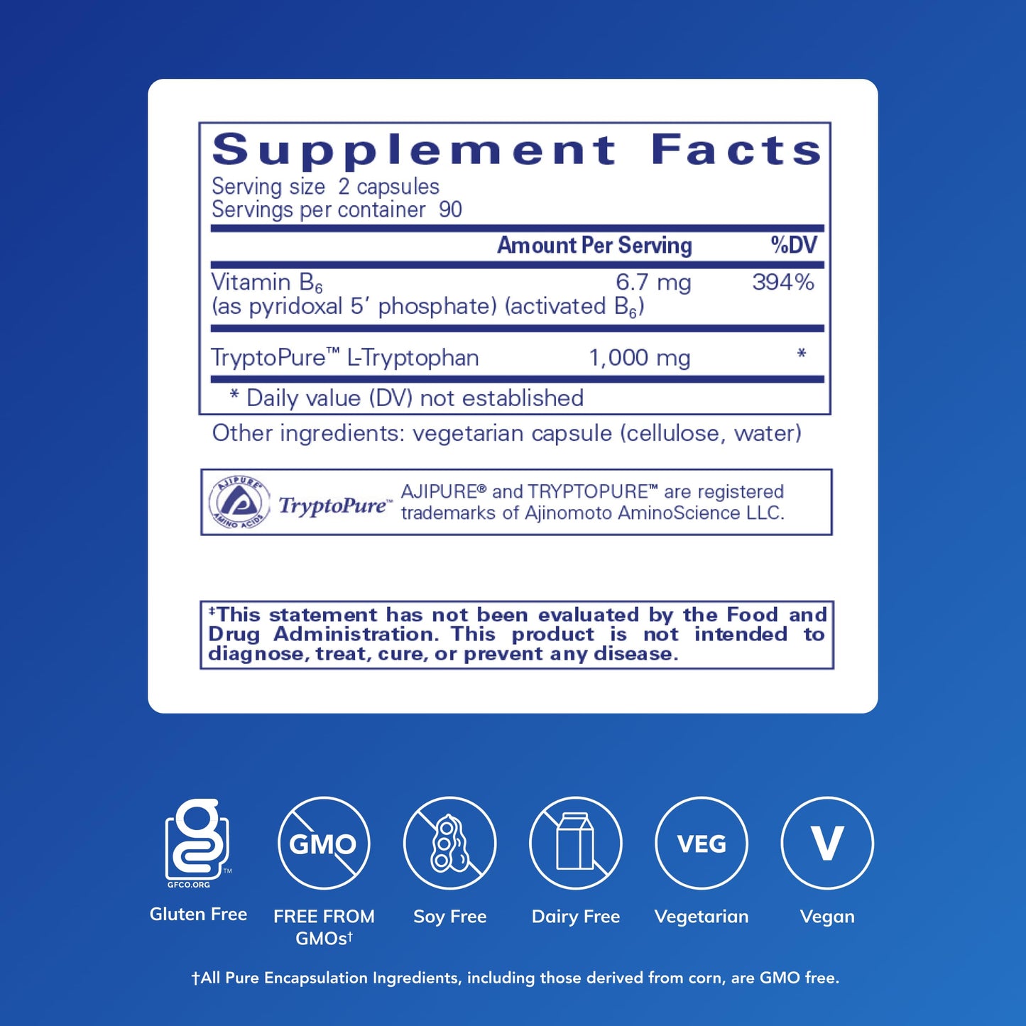 Pure Encapsulations L-Tryptophan Capsules 180 Count
