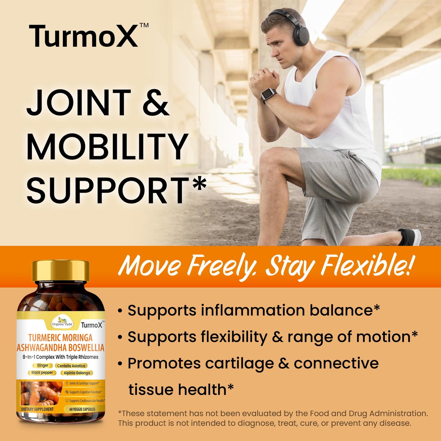 Organic Veda TurmoX Turmeric Moringa Ashwagandha Boswellia 60 Capsules