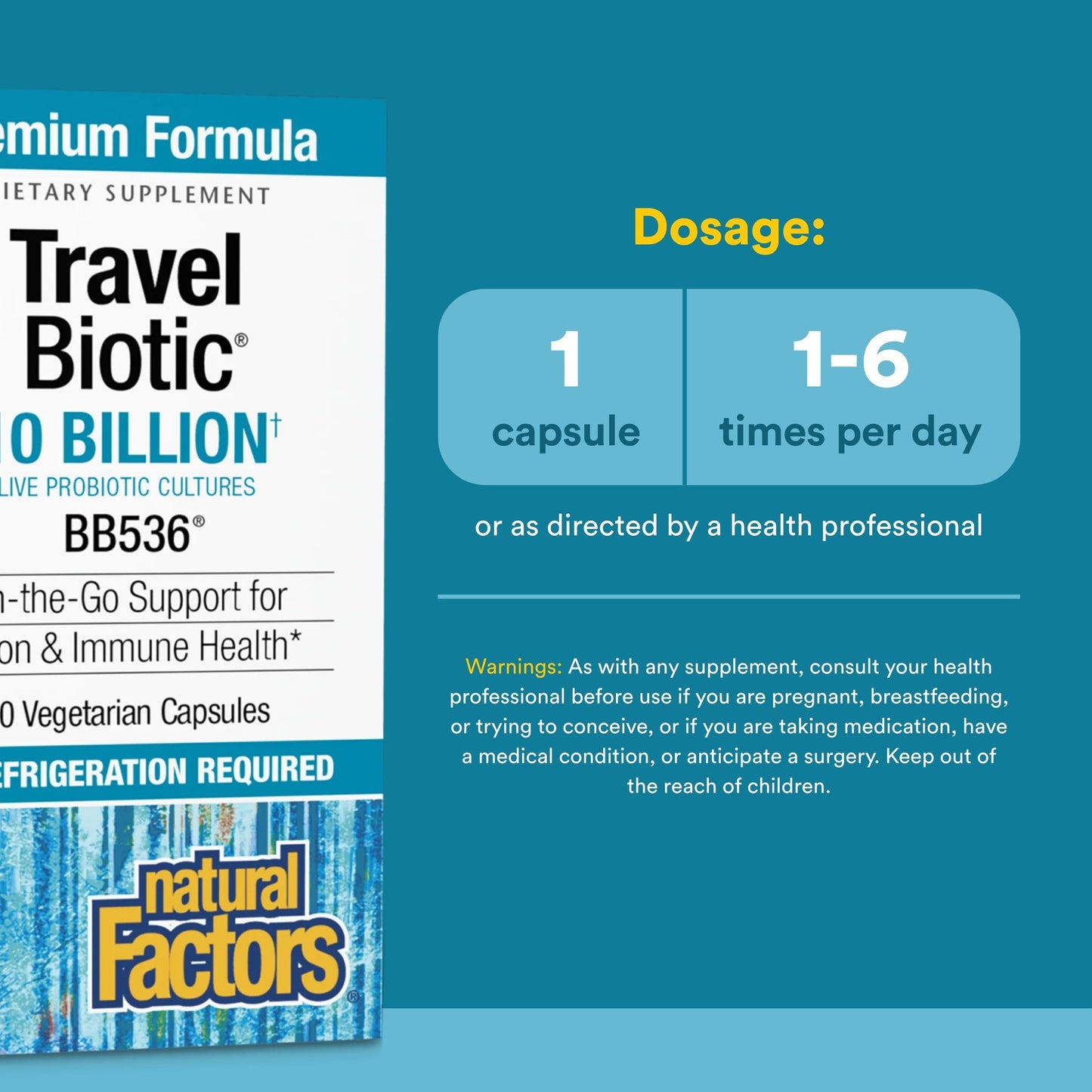 Natural Factors TravelBiotic Capsule 60 Capsules
