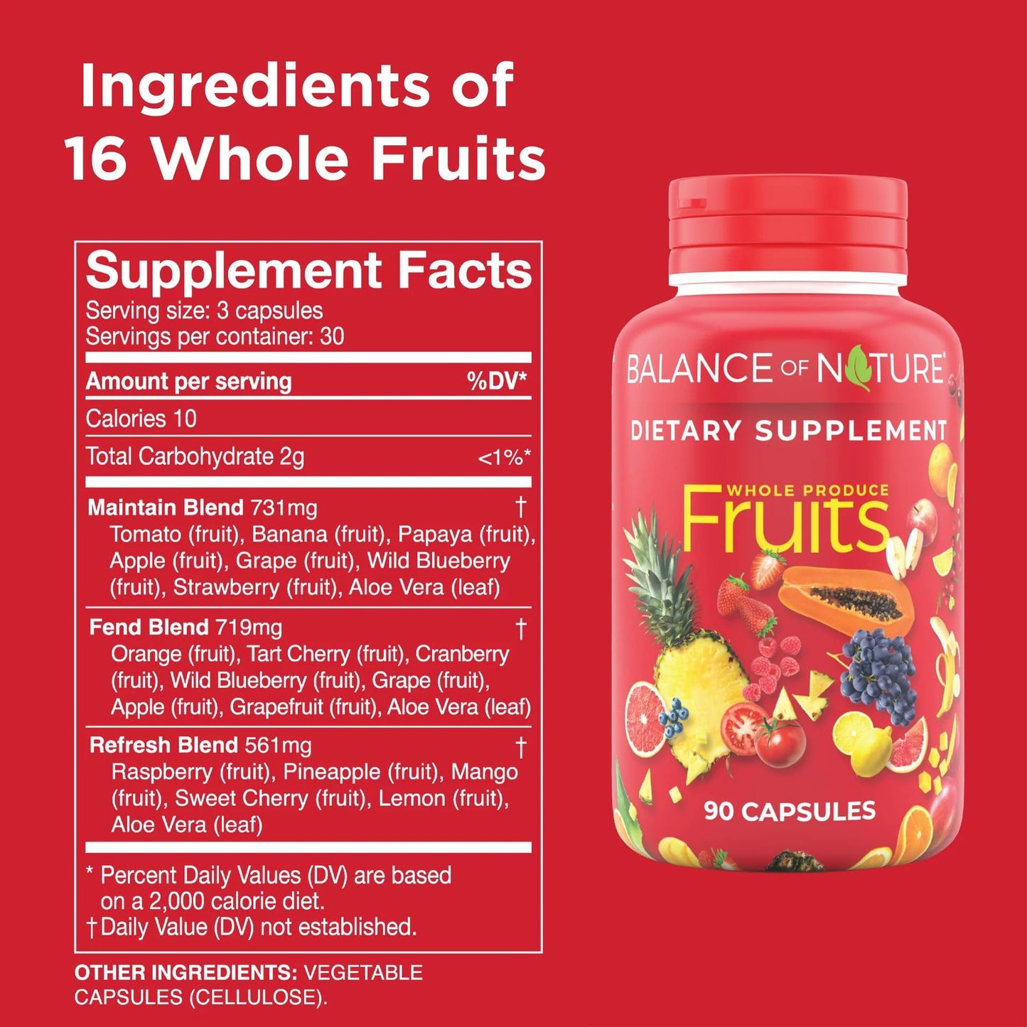 Balance of Nature Whole Fruits Supplement with Superfood Fruits Capsule 90 Count