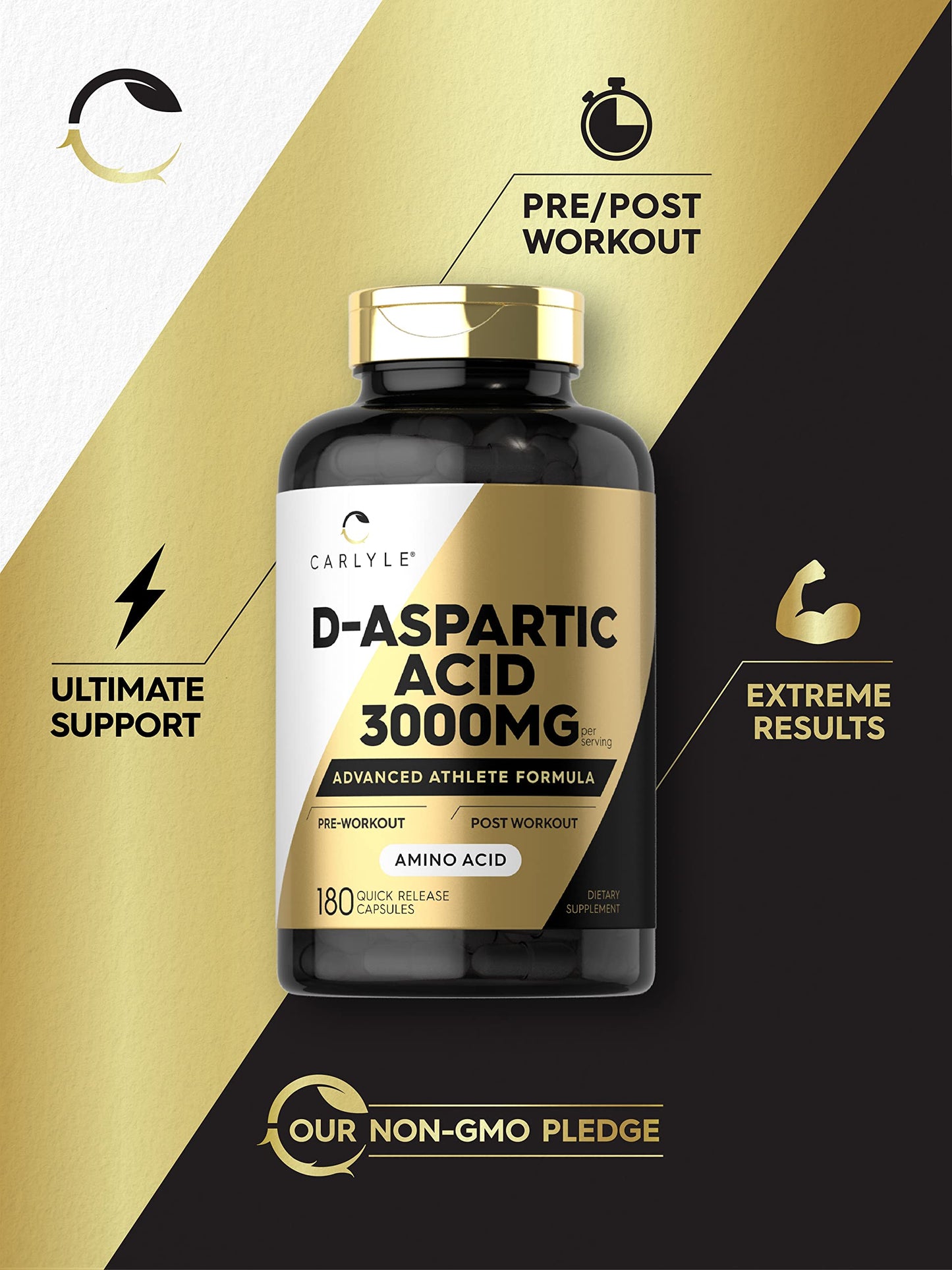 Carlyle D Aspartic Acid 3000mg Capsules 180 Count